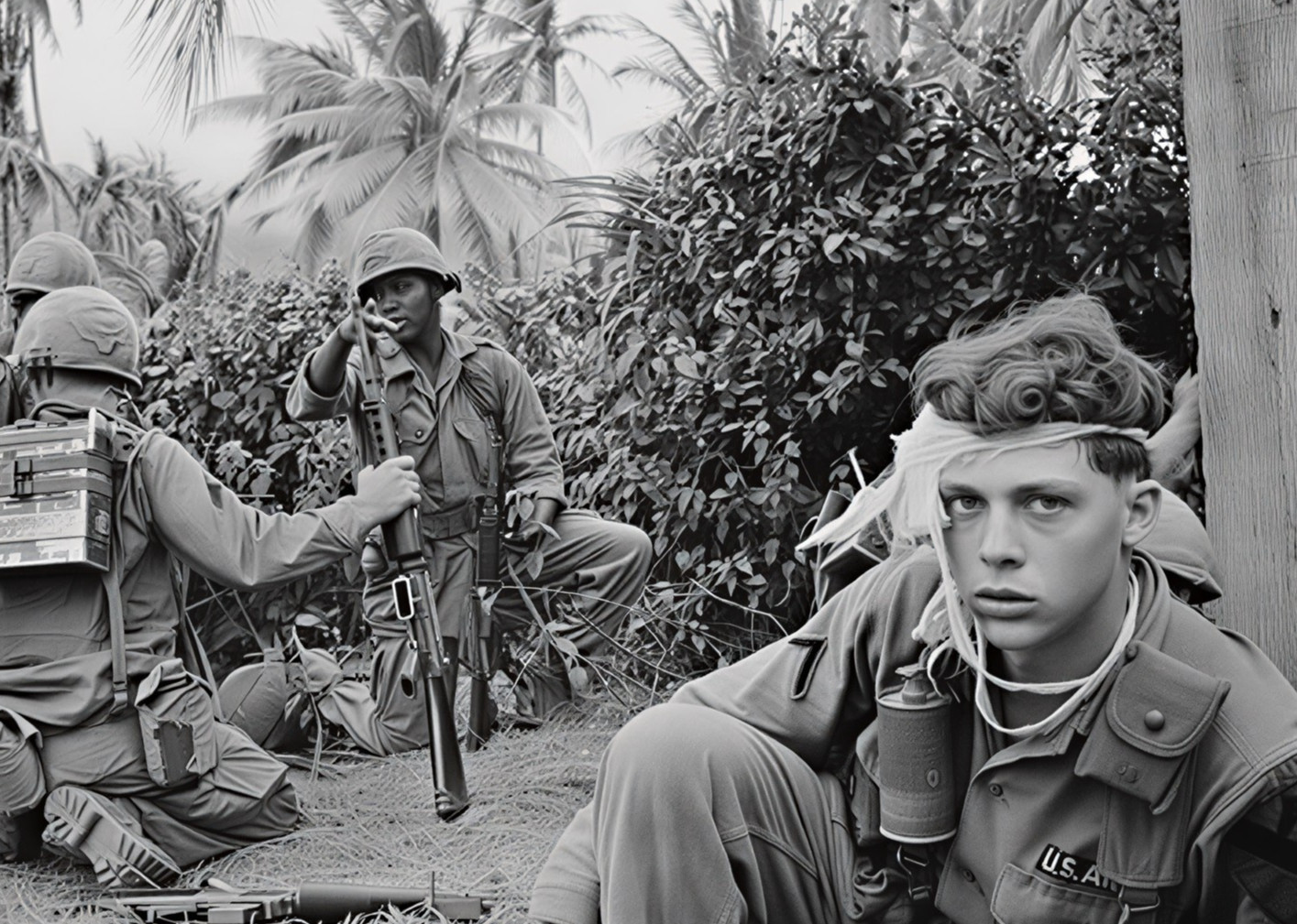 Vietnam  War  Photo --    Woulded Soldier