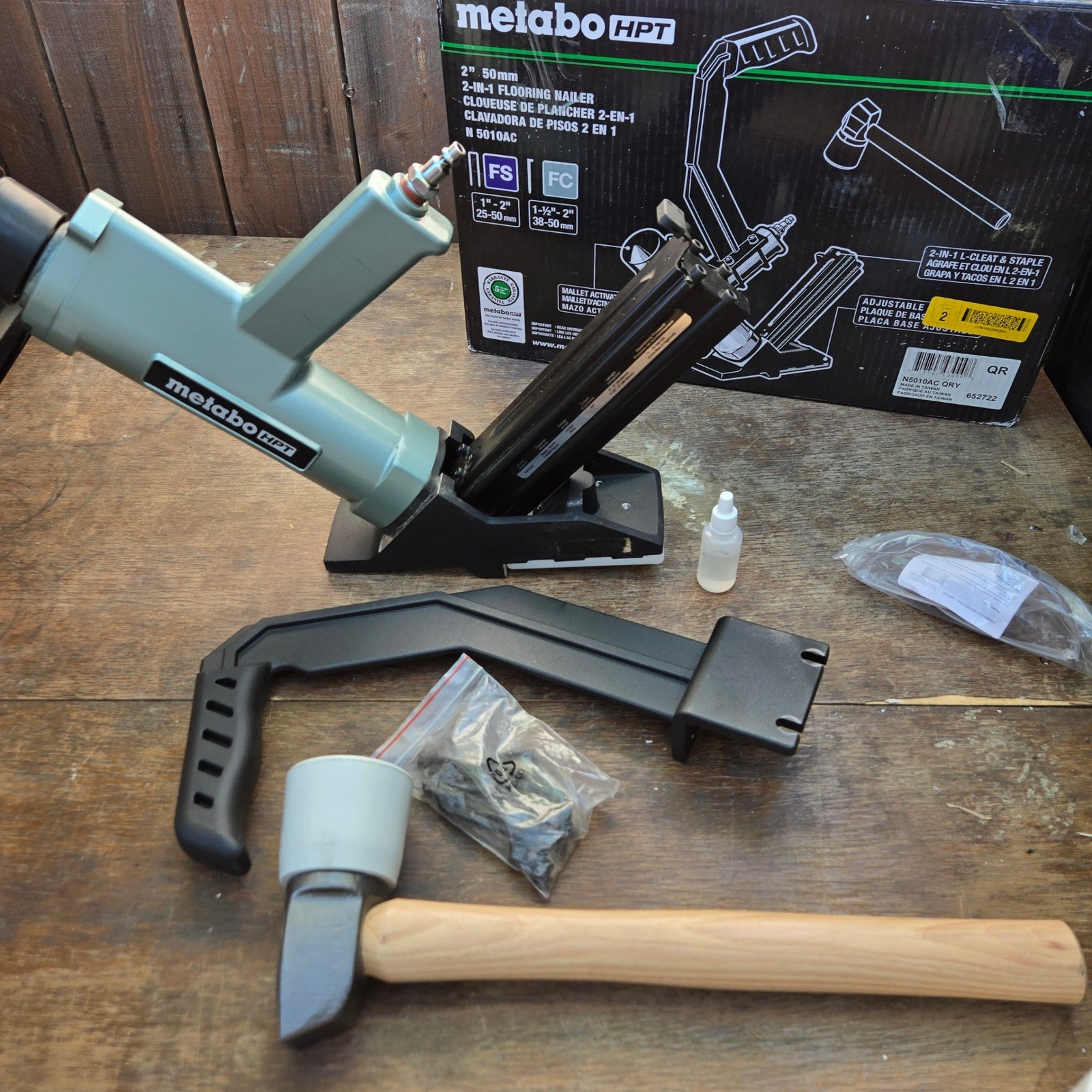 Metabo N5010AC 2-in-1 Flooring Nailer Stapler Green 15.5Ga 16Ga Tested
