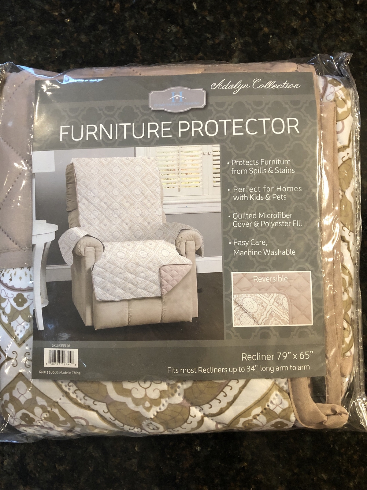 Furniture Proctector Recliner 79 X 65 Adalyn Collection Brown New