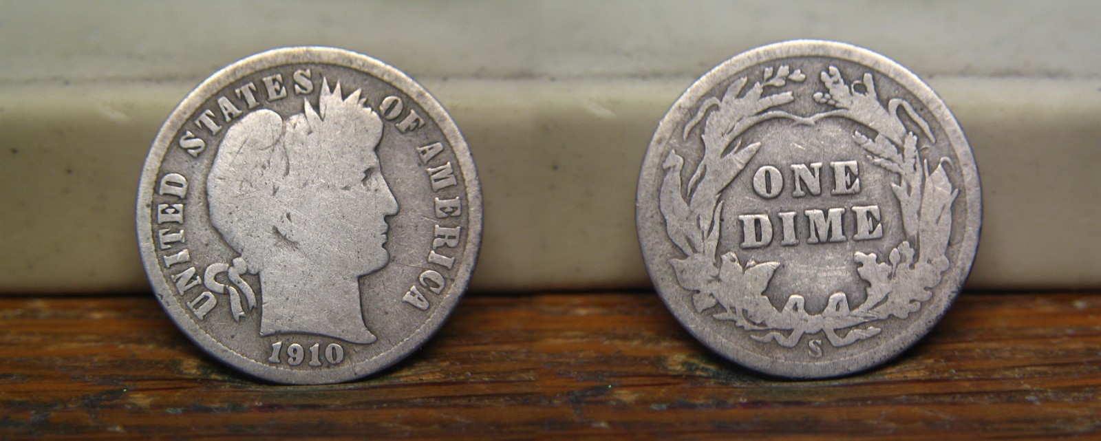 1910-S BARBER LIBERTY HEAD SILVER DIME 1910S US COIN