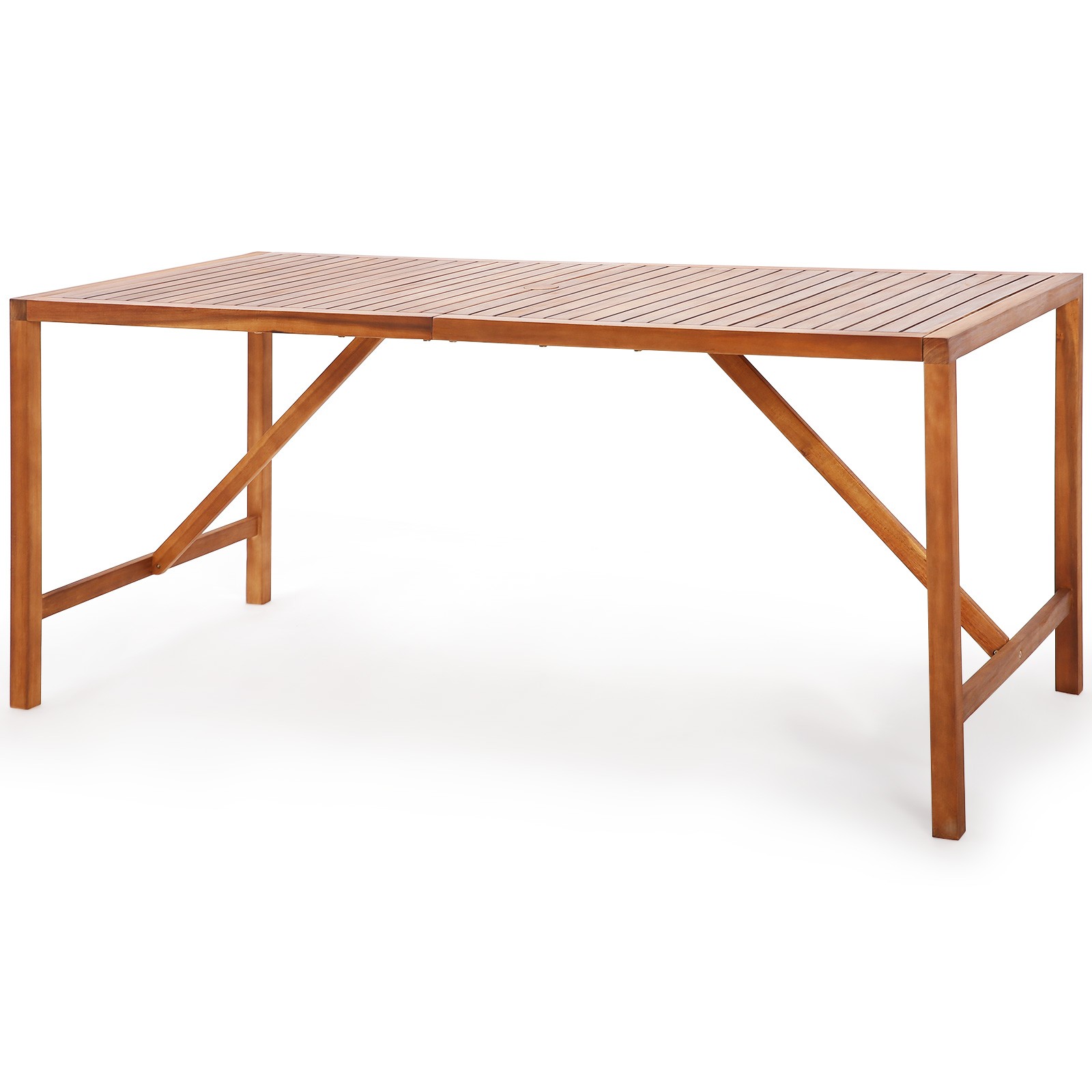 Outdoor Patio Rectangle Acacia Wood Dining Table Spacious Slatted Top Up to 6