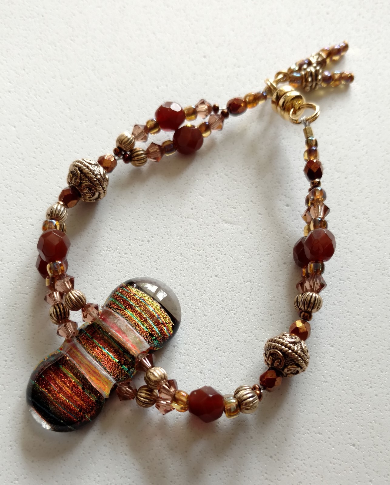 Handmade Handcrafted Artisan Beaded Bracelet -Magnetic Clasp - 7 1/2" - EUC-Rare