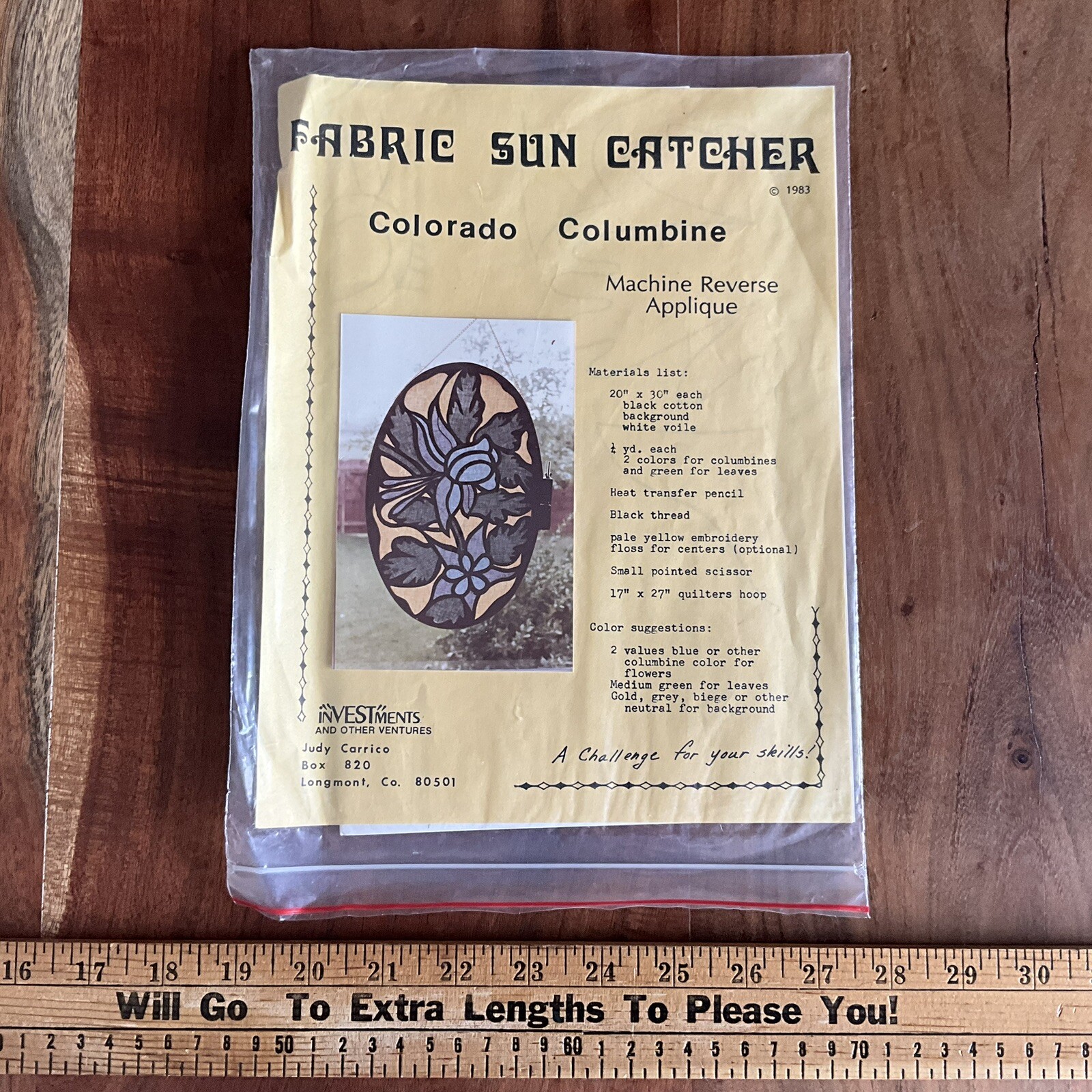 Fabric Sun Catcher Colorado Columbine Machine Reverse Applique
