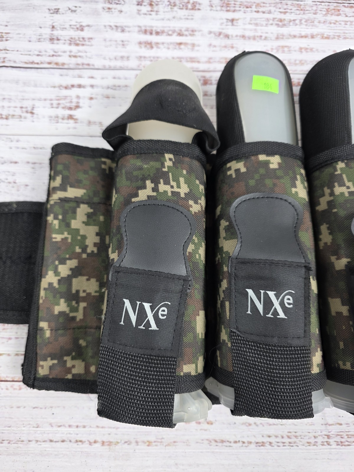 NXe Camoflage Harness Paintball Belt 4 Cannister Pouches With 4 Paintball Cans