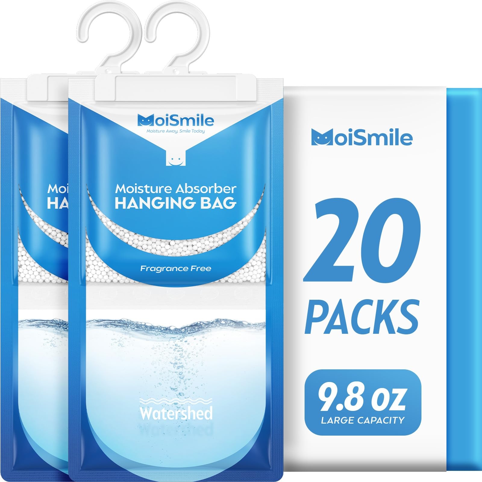 Moismile Moisture Absorbers 20 Pack Fragrance Hanging Closet Dehumidifier Bags