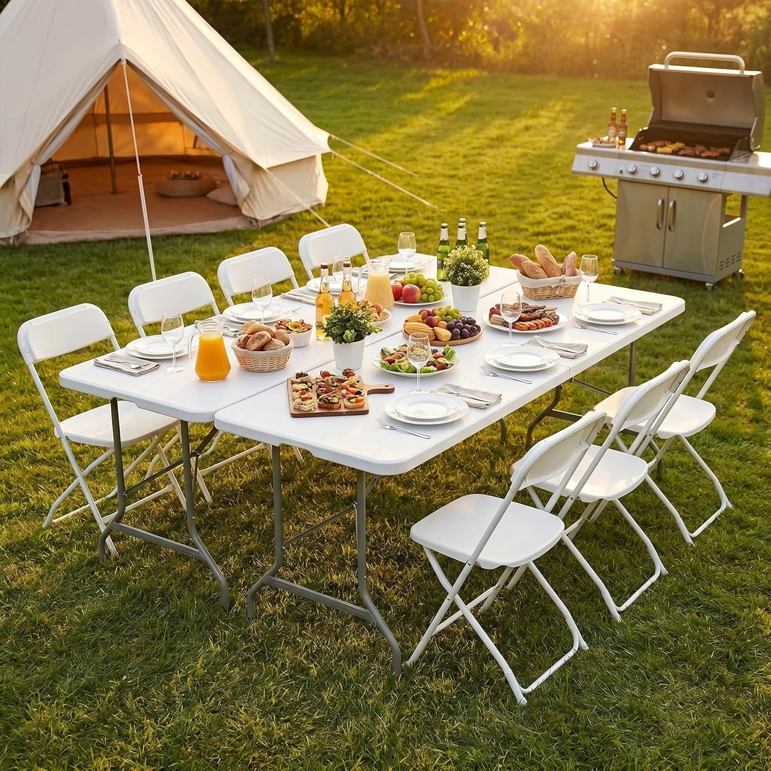 6 FT Folding Picnic Table Simple to Fold and Keep, 3.8 FT Foldable Table for