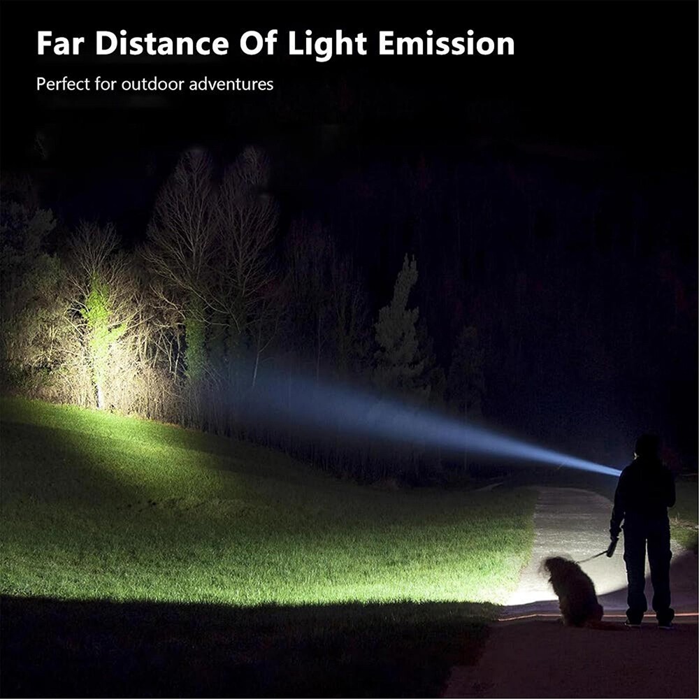 2 Pack 99000000lm Tactical Flashlight Super Bright Rechargeable LED Work Lights