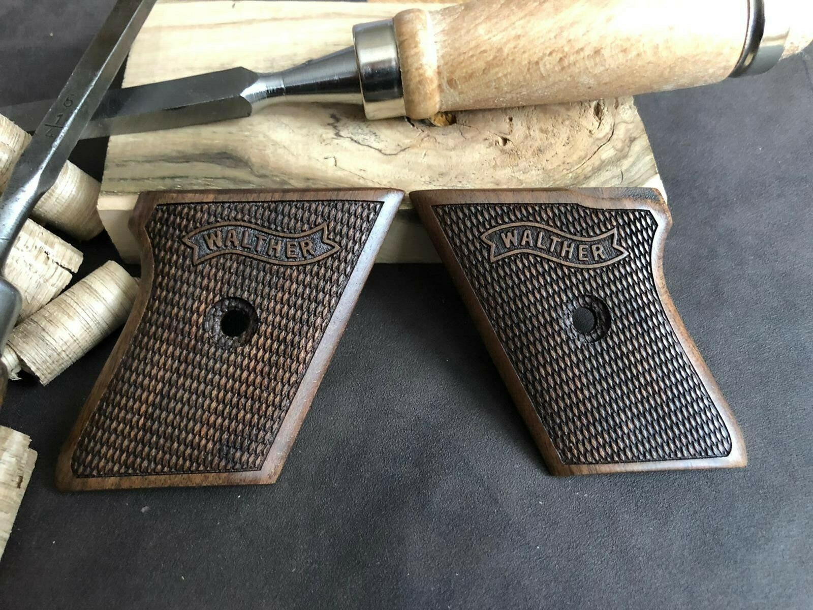 Walther .TPH 25/.22 Turkish Walnut Grips Handmade. Checkered. US Based Seller