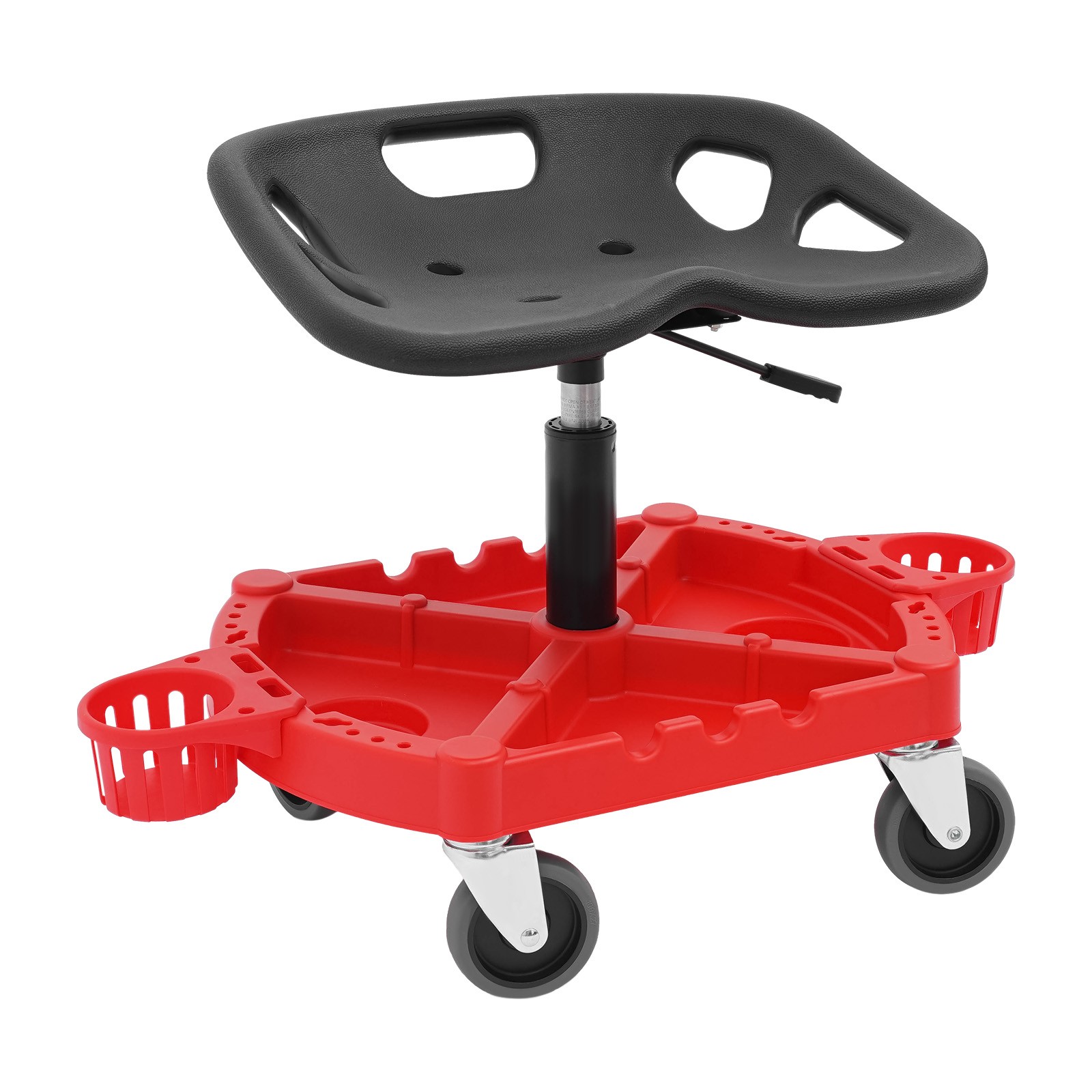 Sturdy Rolling Garage Stool with Backrest & Tool Tray - 330lbs Capacity