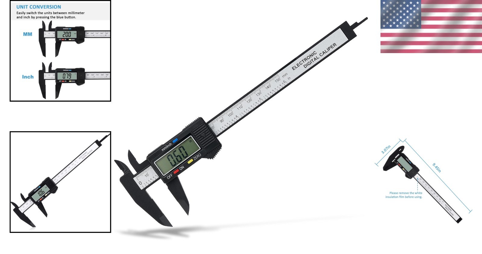 Versatile Electronic Micrometer Caliper - 0-6” Range, Auto-Off, LCD Screen