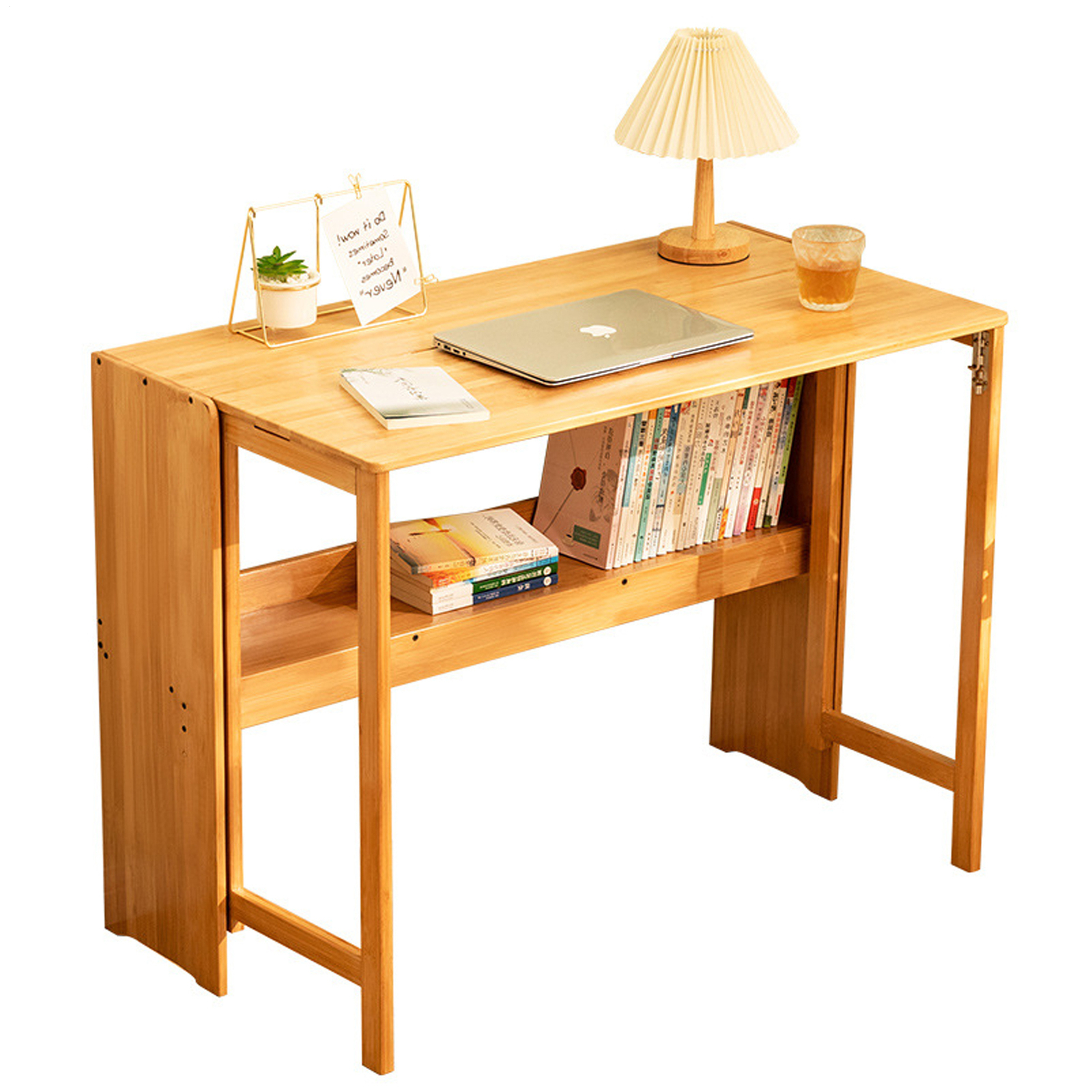 41 Inch Computer Desk, Bamboo Writing Desk, Folding Work Desk For Home Office
