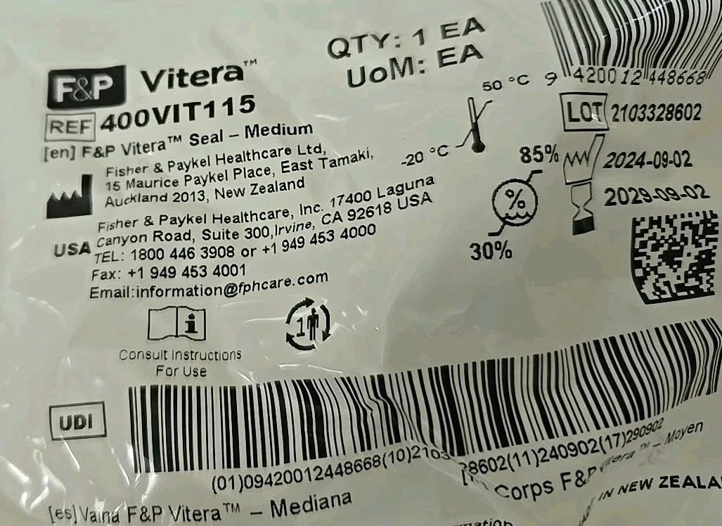 F&P VITERA FULL FACE MASK NEW/SEALED Medium Size (400VIT115)