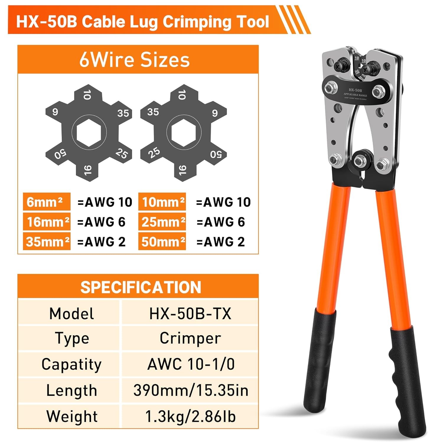 Kuject Battery Cable Lug Crimping Tool Kit
