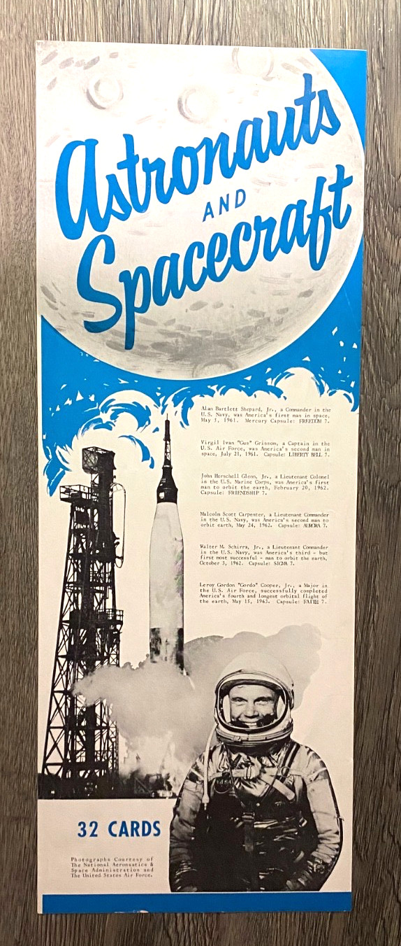 OUTER SPACE: 1963 EXHIBIT SUPPLY ASTRONAUTS = RARE VENDING MACHINE DISPLAY SIGN