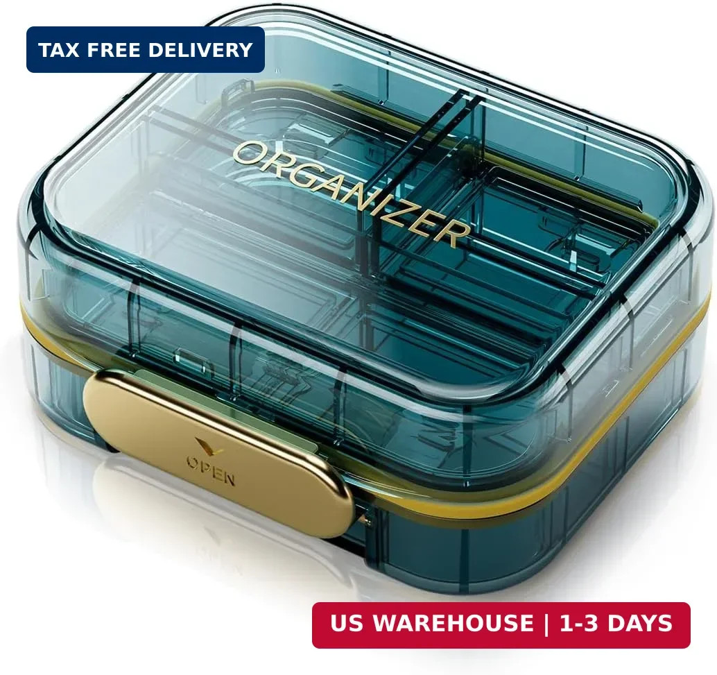 Portable Travel Pill Organizer with 7 Compartments - Perfect Weekly Pill Case Wa