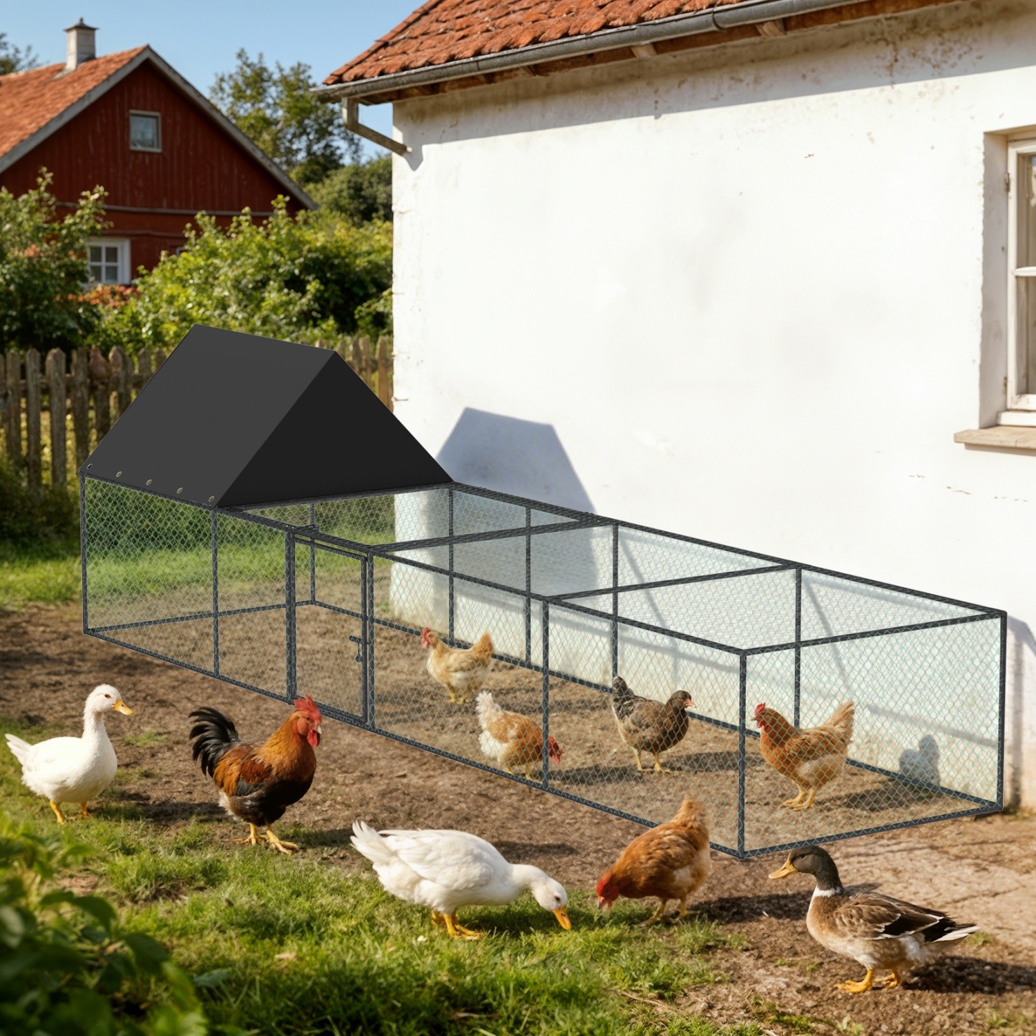 Premium Chicken Coop Cage Outdoor Walk-in Poultry Run Pen Fence Duck Hen House