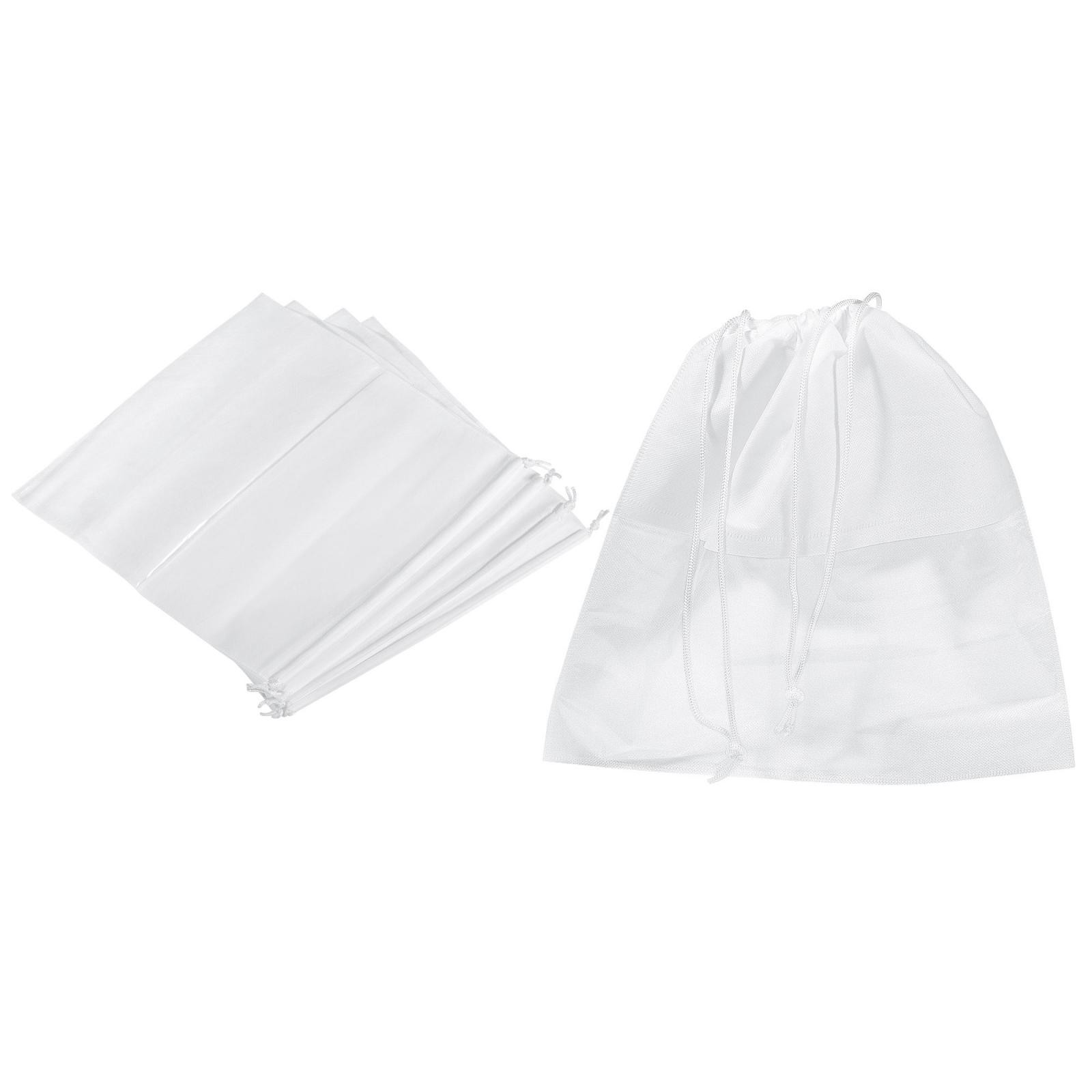 15.7 Inch Non-Woven Fabric Handbag Dust Cover, 5 Pack Drawstring Bag, White