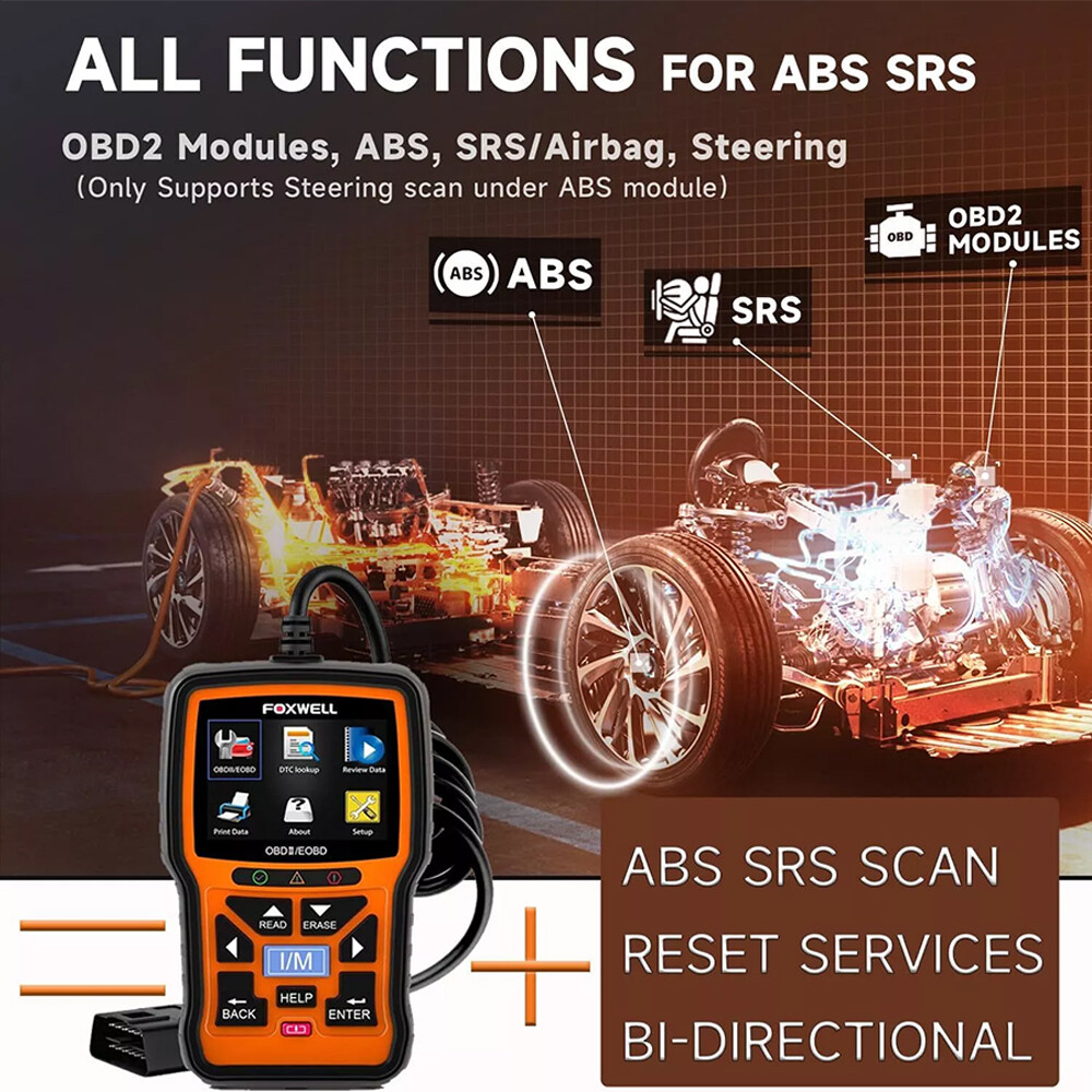 FOXWELL OBD2 Scanner Code Reader Brake Bleeding ABS SRS Resets Diagnostic Tool