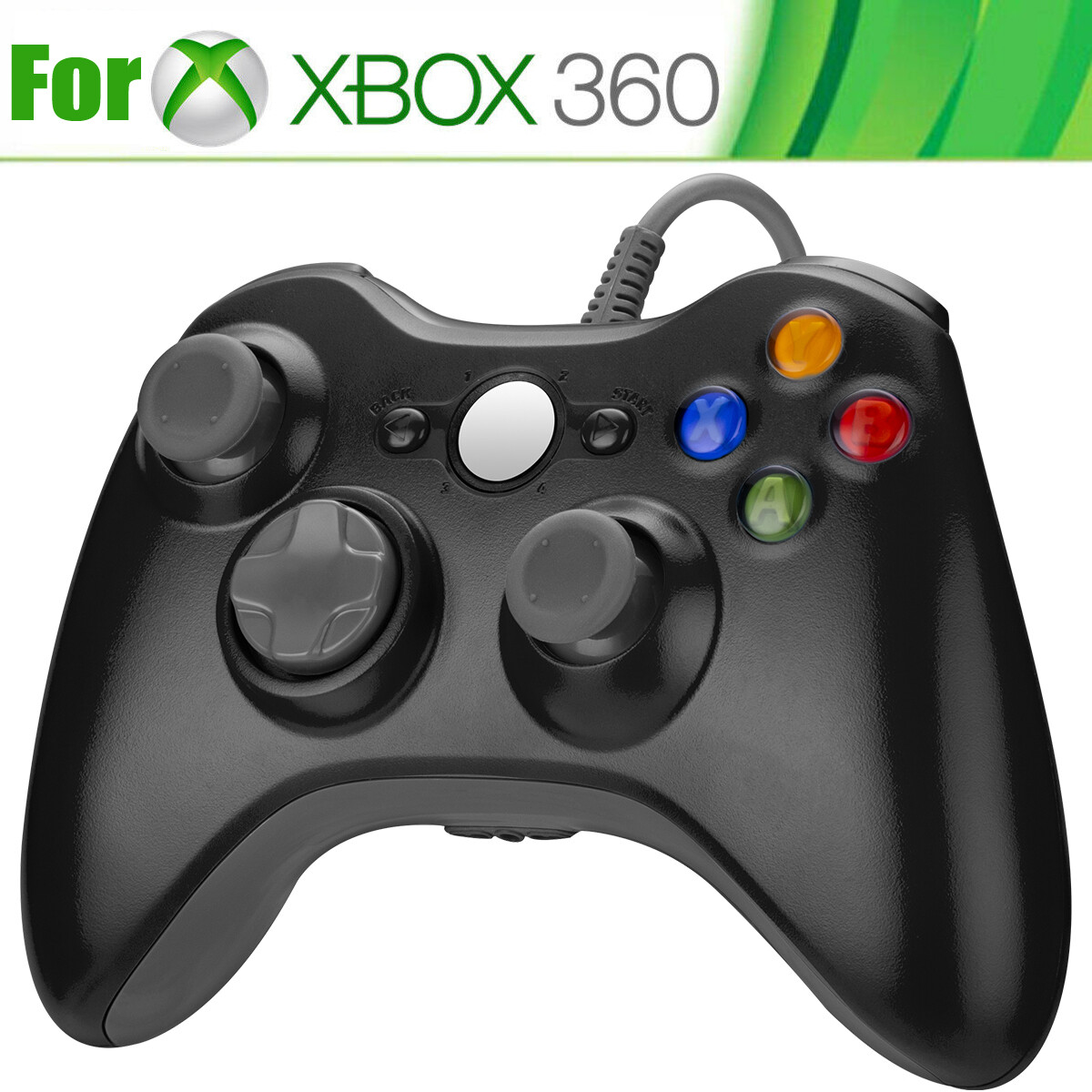 Black Wired USB Game Controller Gamepad for Microsoft XBOX 360 & PC WIN 7 8 10
