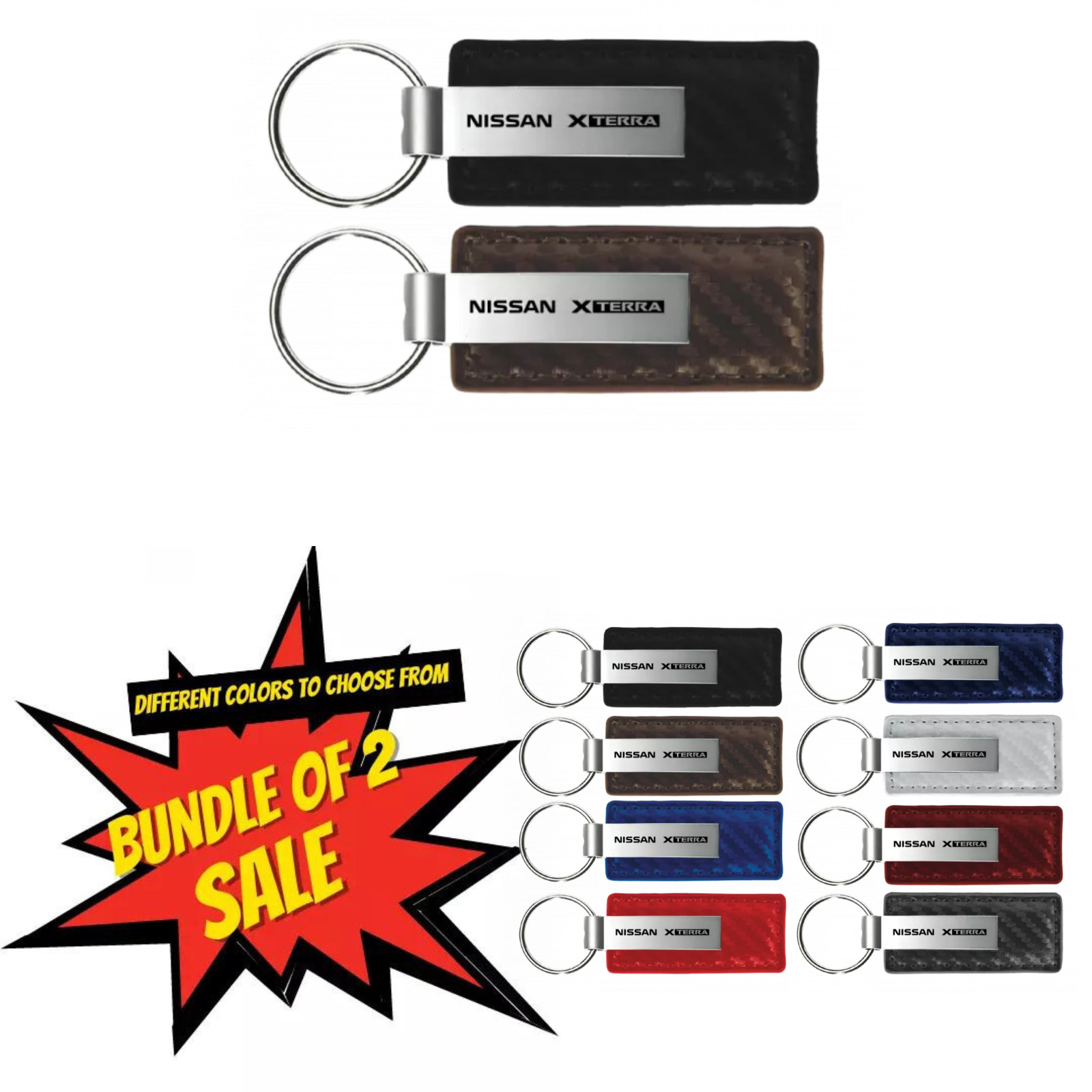 Bundle of 2 Sale Nissan Xterra Leather Key Chain Fob Official Licensed