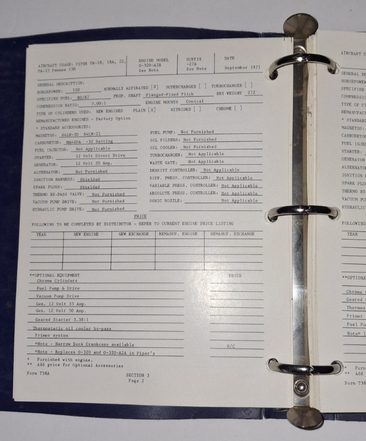 Engine Model Description and Aircraft Application Manual 1971 AVCO Lycoming Div.