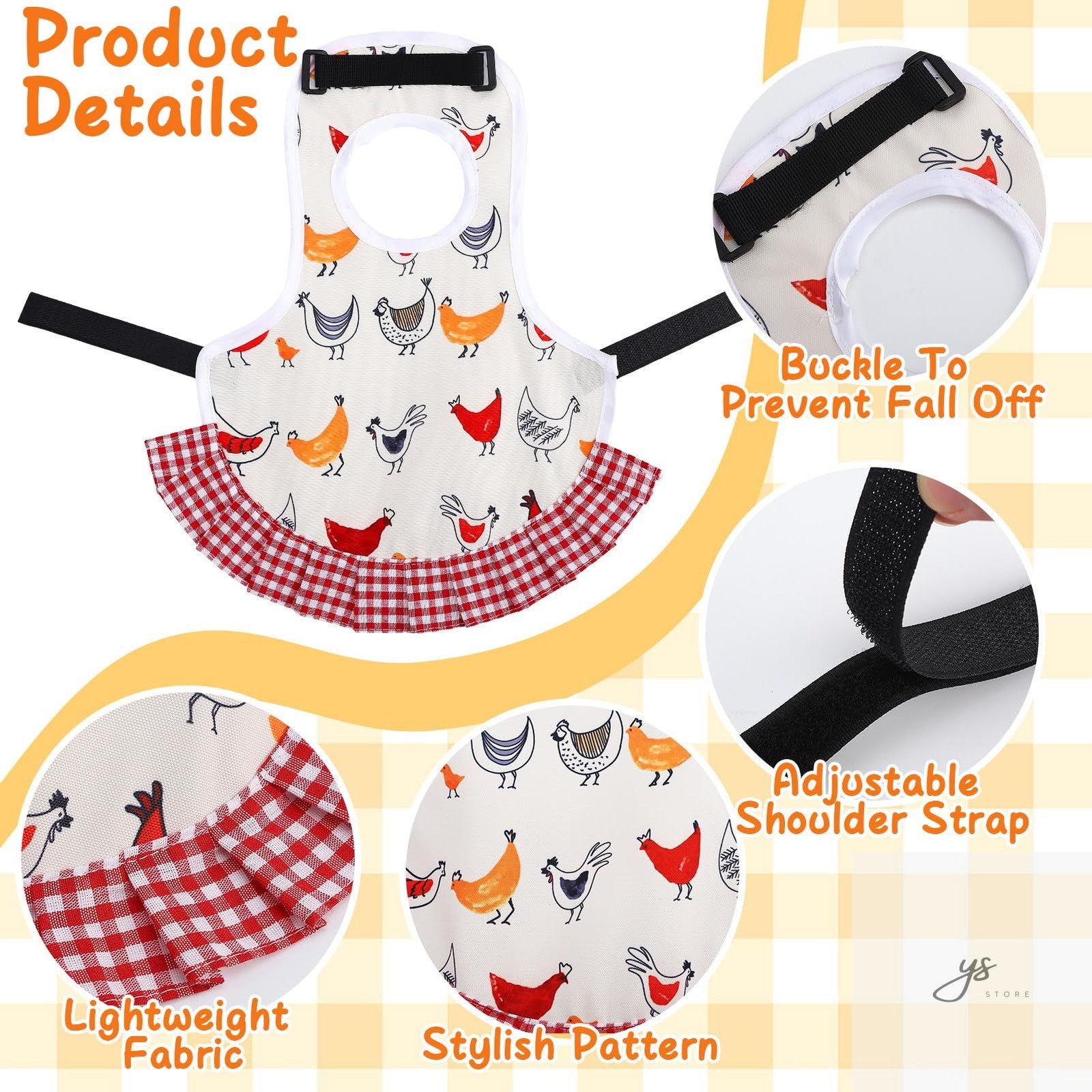 6 Pcs Chicken Saddle for Hens, Chicken Aprons Back Protector for Hens, Chickens