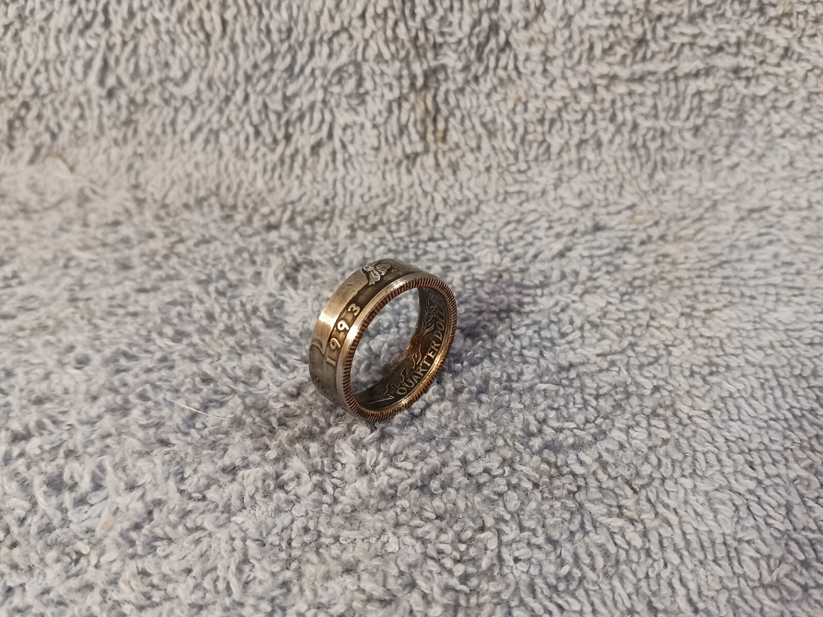 1993  Washington Quarters, Handmade Coin Ring, Size 7- 1/2  clad