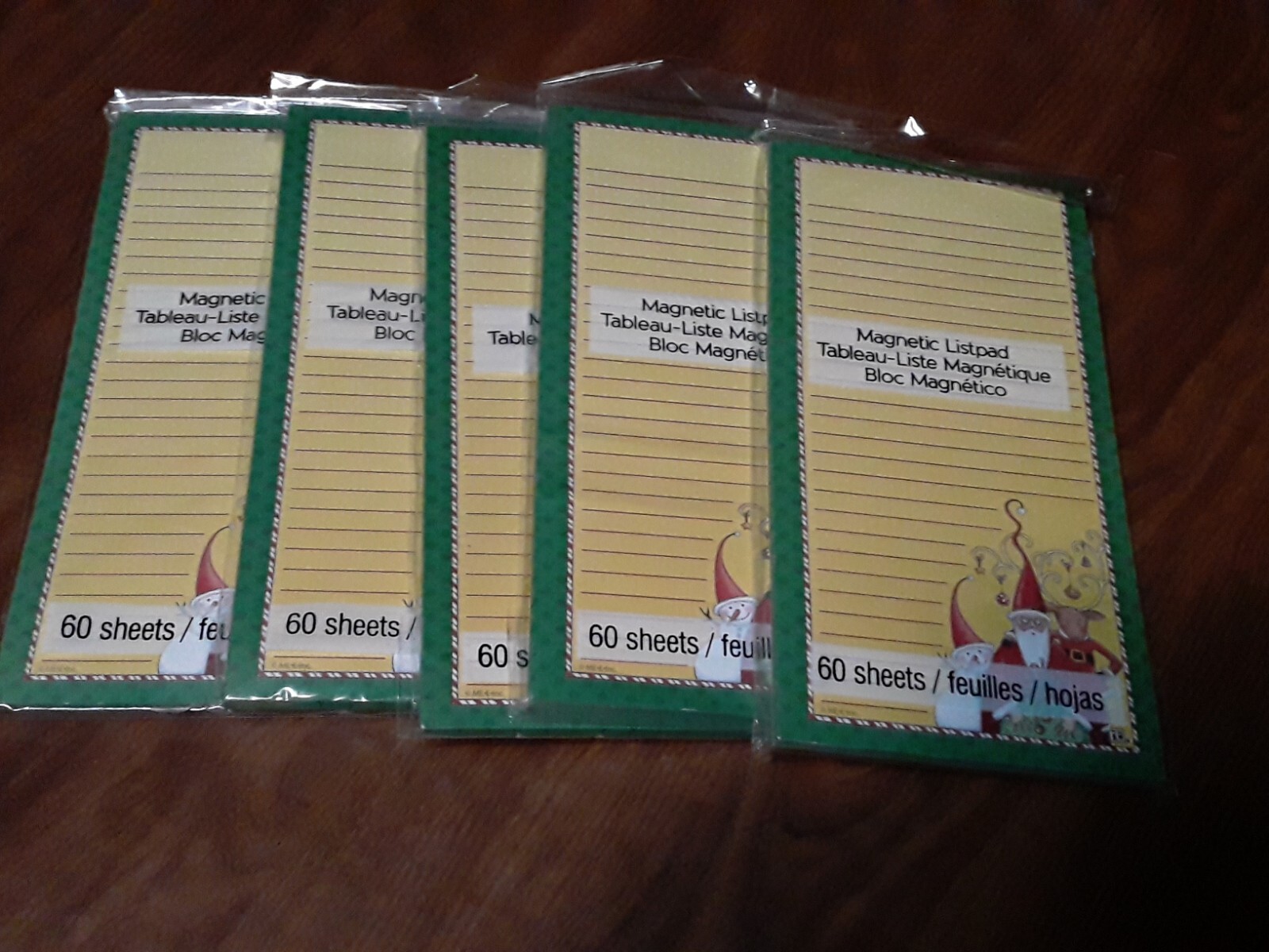 5 New Magnetic Christmas Notepads/ List Pads Mary Engelbreit Folklore Design