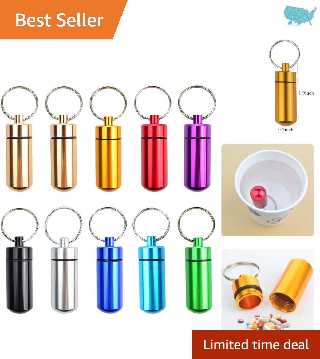 Colorful Aluminum Pill Cases - 10 Pcs Lightweight Keychain Holders for Outdoors