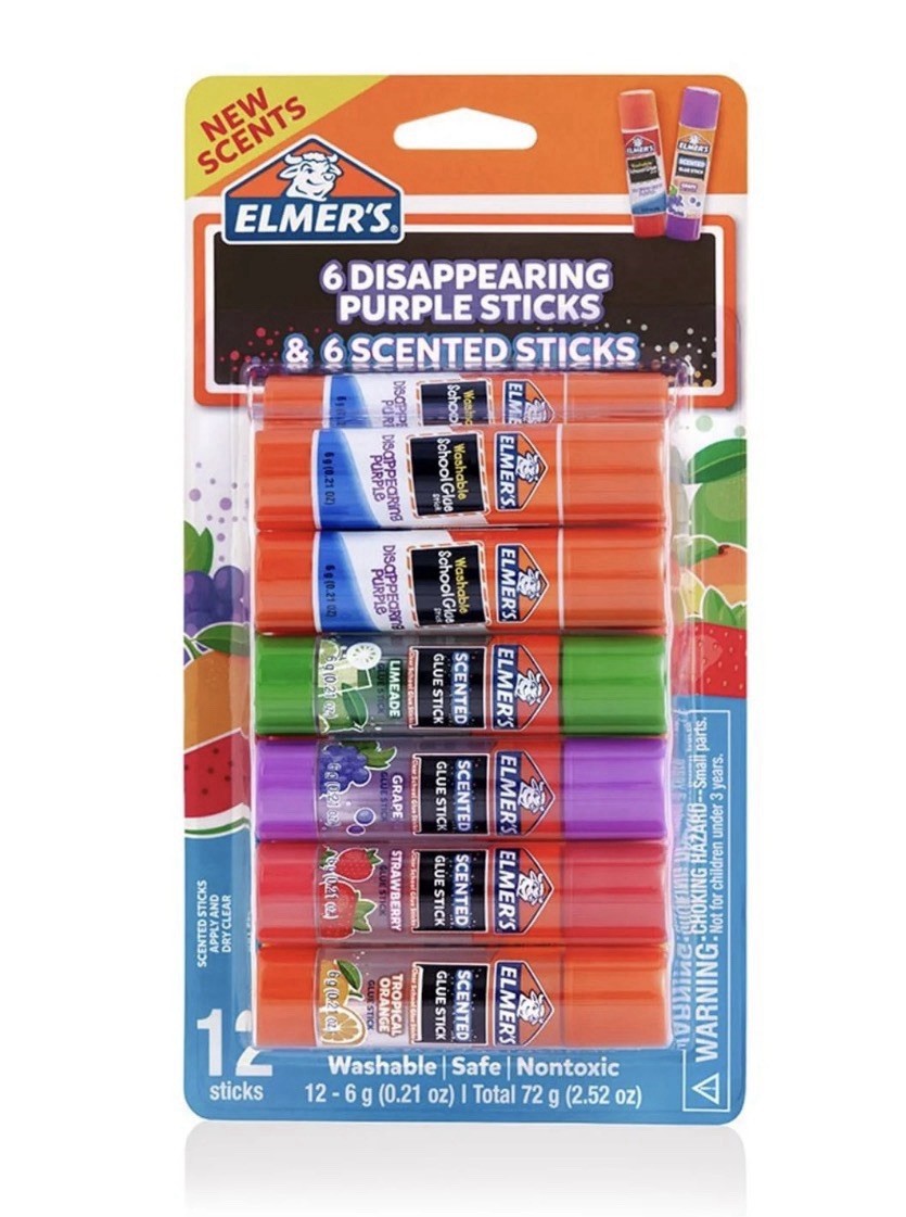 Elmer’s Scented Glue Sticks Variety Pack School Glue 12 Count, 4 PACK