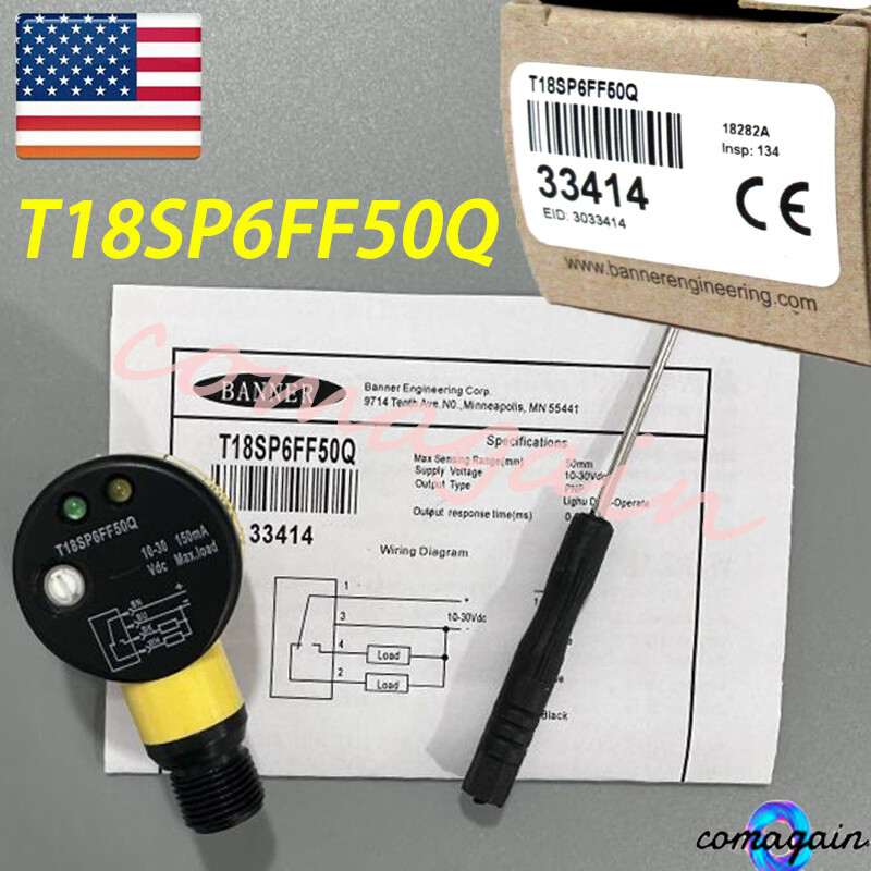 NEW FOR BANNER ENGINEERING T18SP6FF50Q SENSOR 33414 10-30VDC