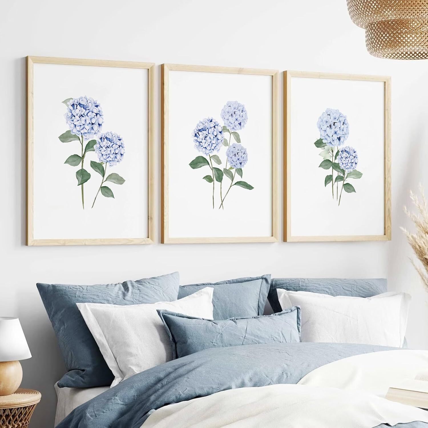 JarThenaAMCS 3Pcs Hydrangea Floral Wall Art Prints