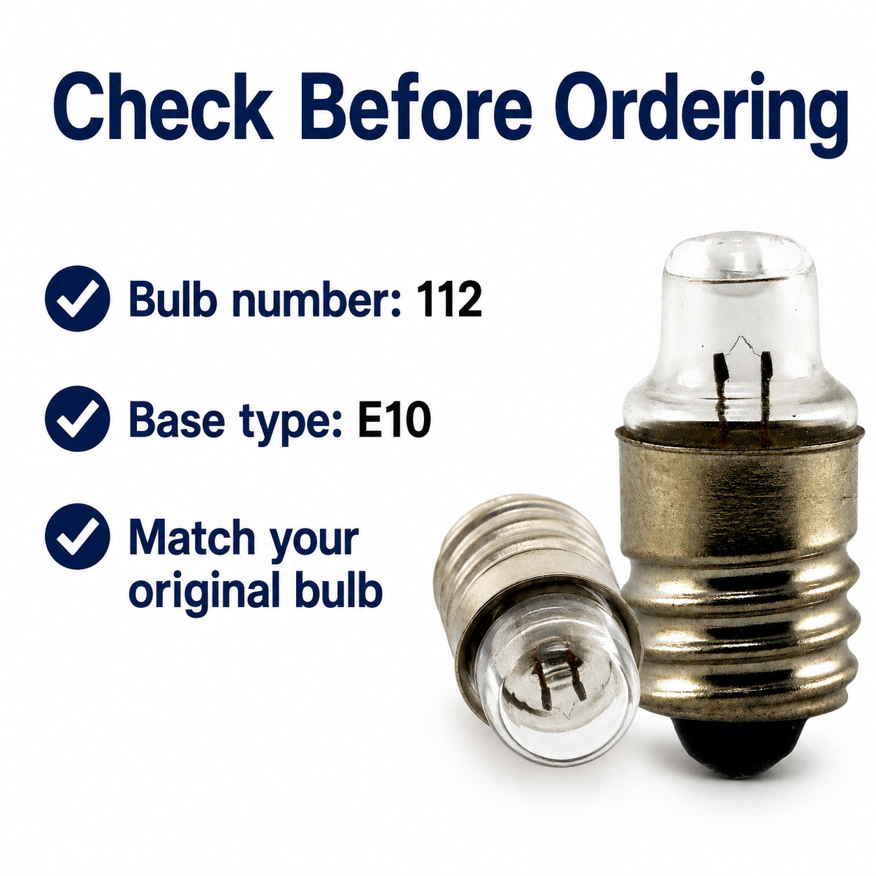 2 Pack No. 112 Flashlight Bulbs E10 Screw Base Incandescent Replacement