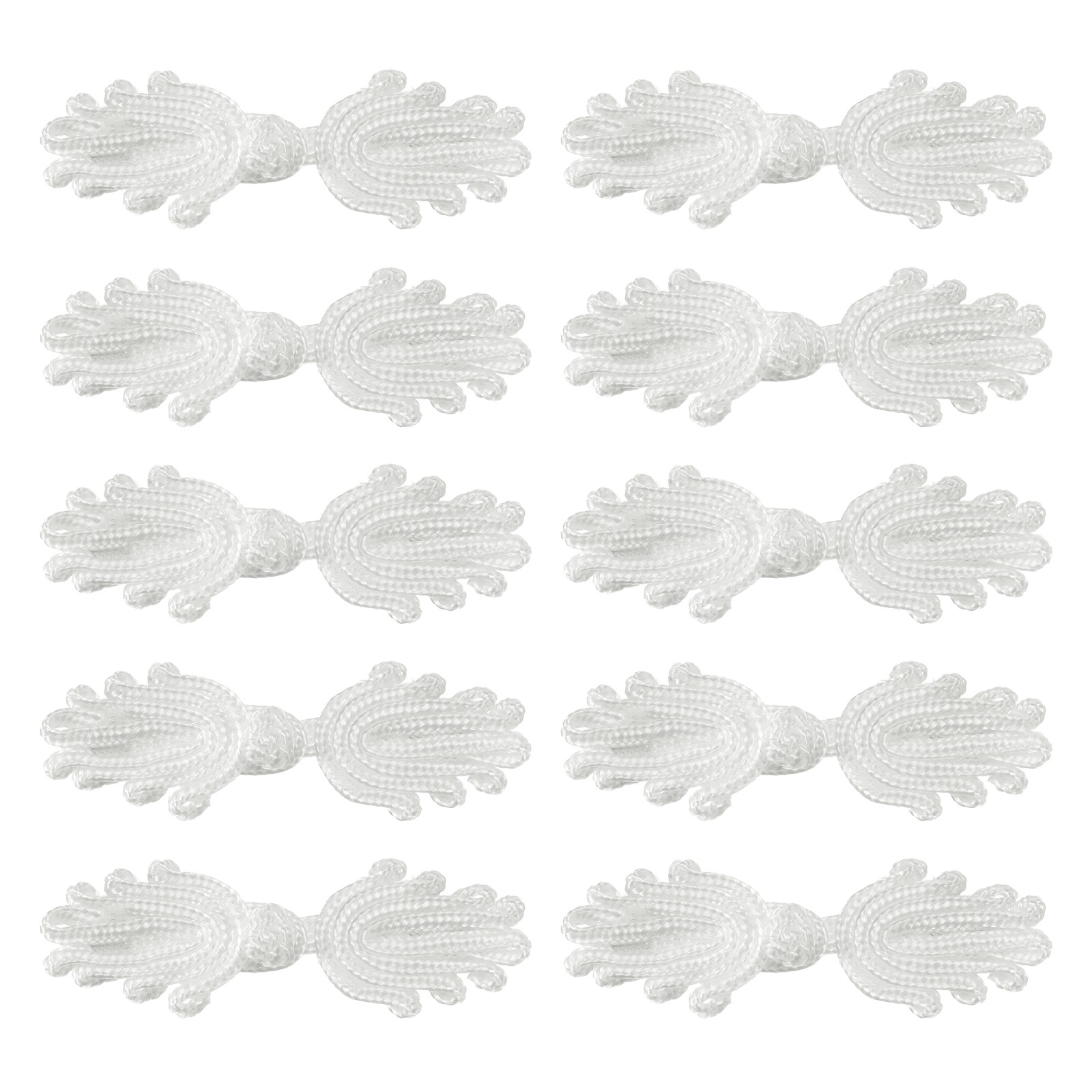 10 Pairs Chinese Knots Frog Buttons White Buttons, 2.8"x0.8"