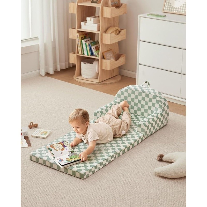 Toddler Fold Out Couch 2-in-1 Convertible Sofa Lounger Safe Kids Furniture New