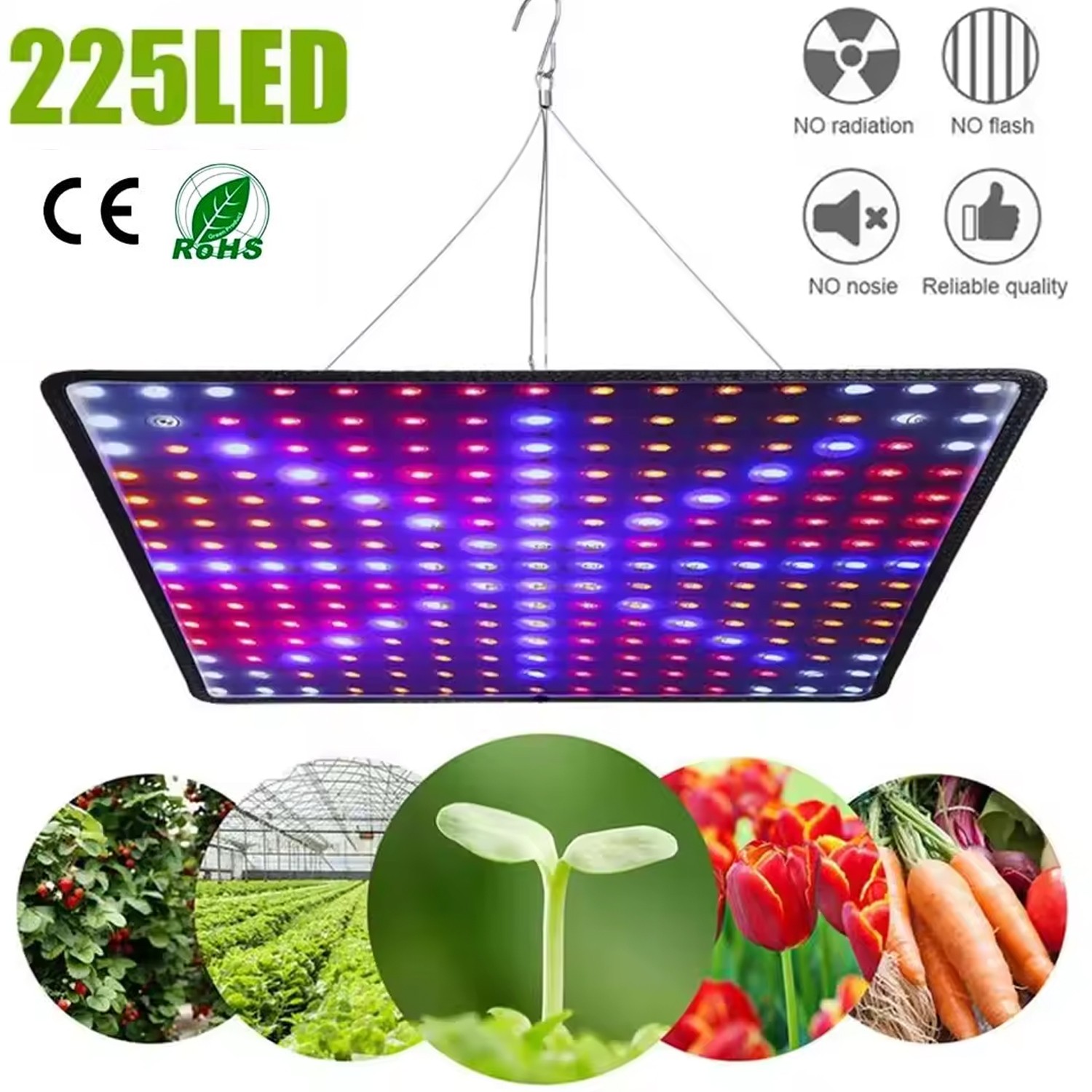 225 LEDs 1000W Grow Light Panel Full Spectrum Lamp for Indoor Plant Veg Flower