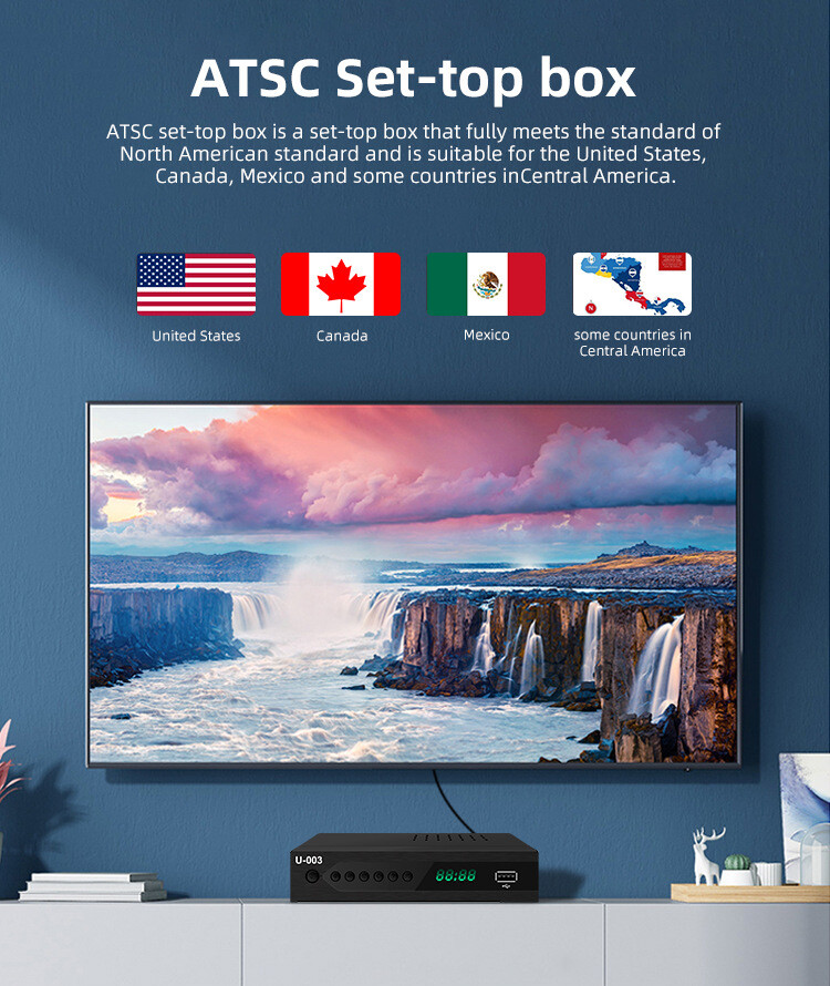 1080P Free TV Tuner ATSC Digital HD TV Live Converter Box America Mexico Canada