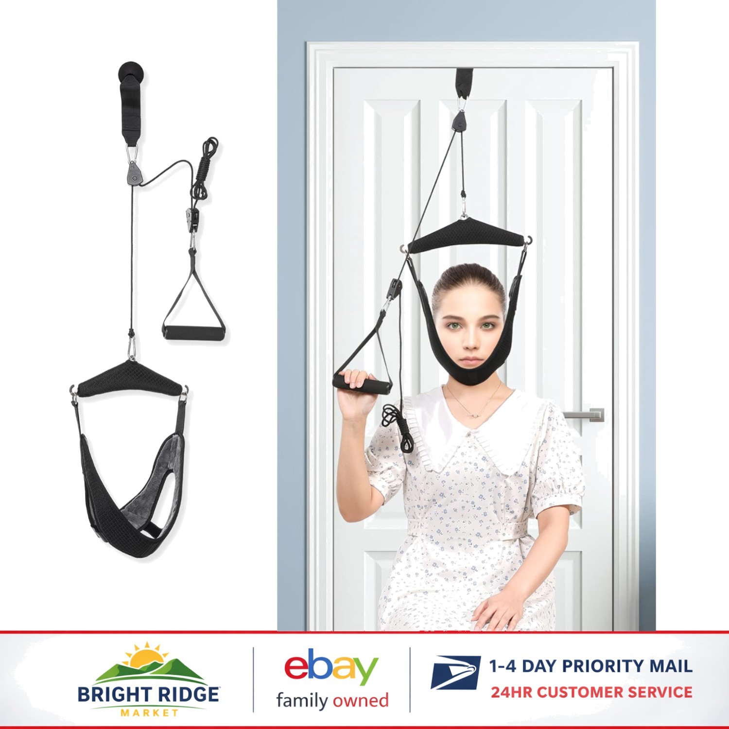 Over the Door Neck Traction System for Herniated Discs and Stiffness Relief