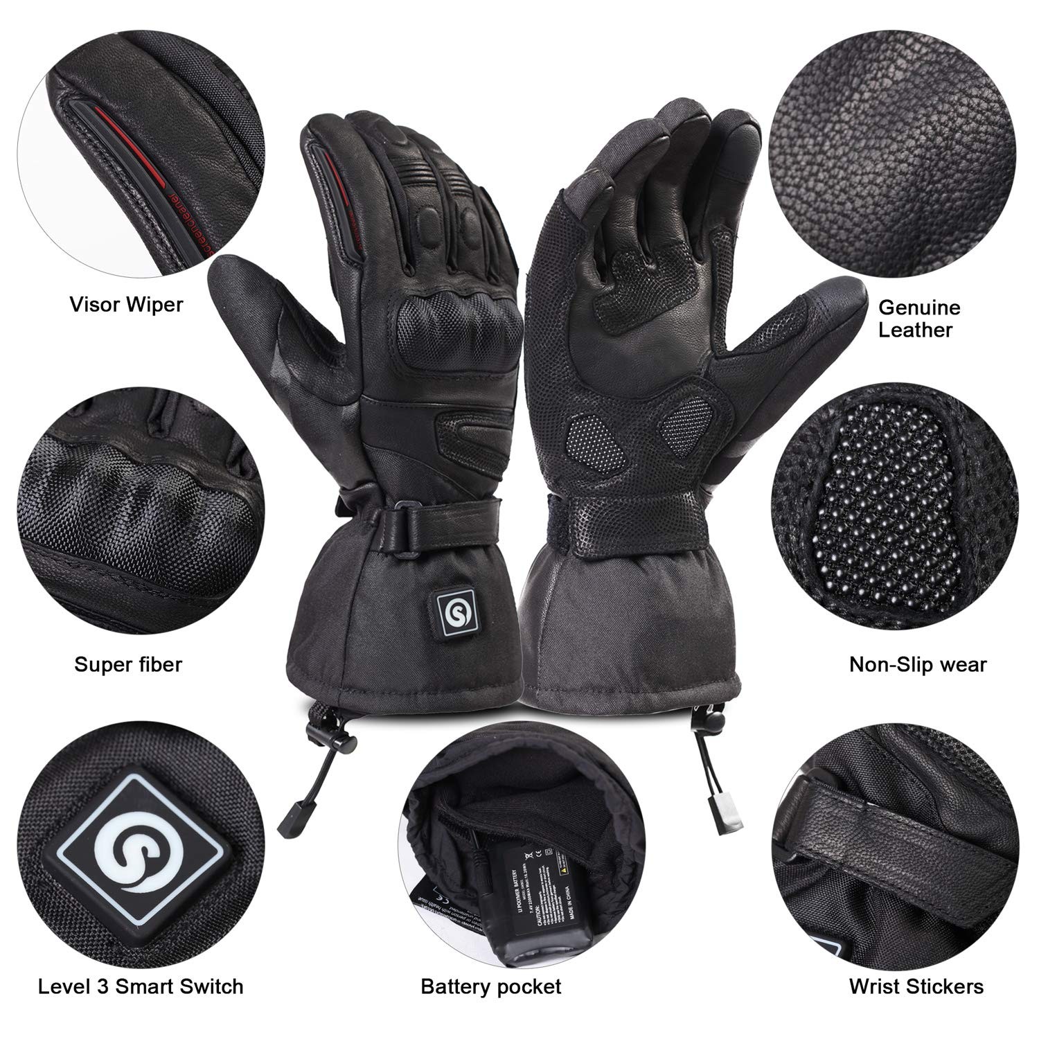 Heated Gloves for Men & Women, Electric Heated Gloves for Motorcycle, Skiing,...
