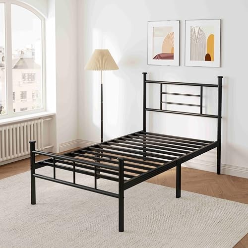 18 Inch Metal Platform Bed Frame with Headboard/Footboard, Strong Twin 18inch