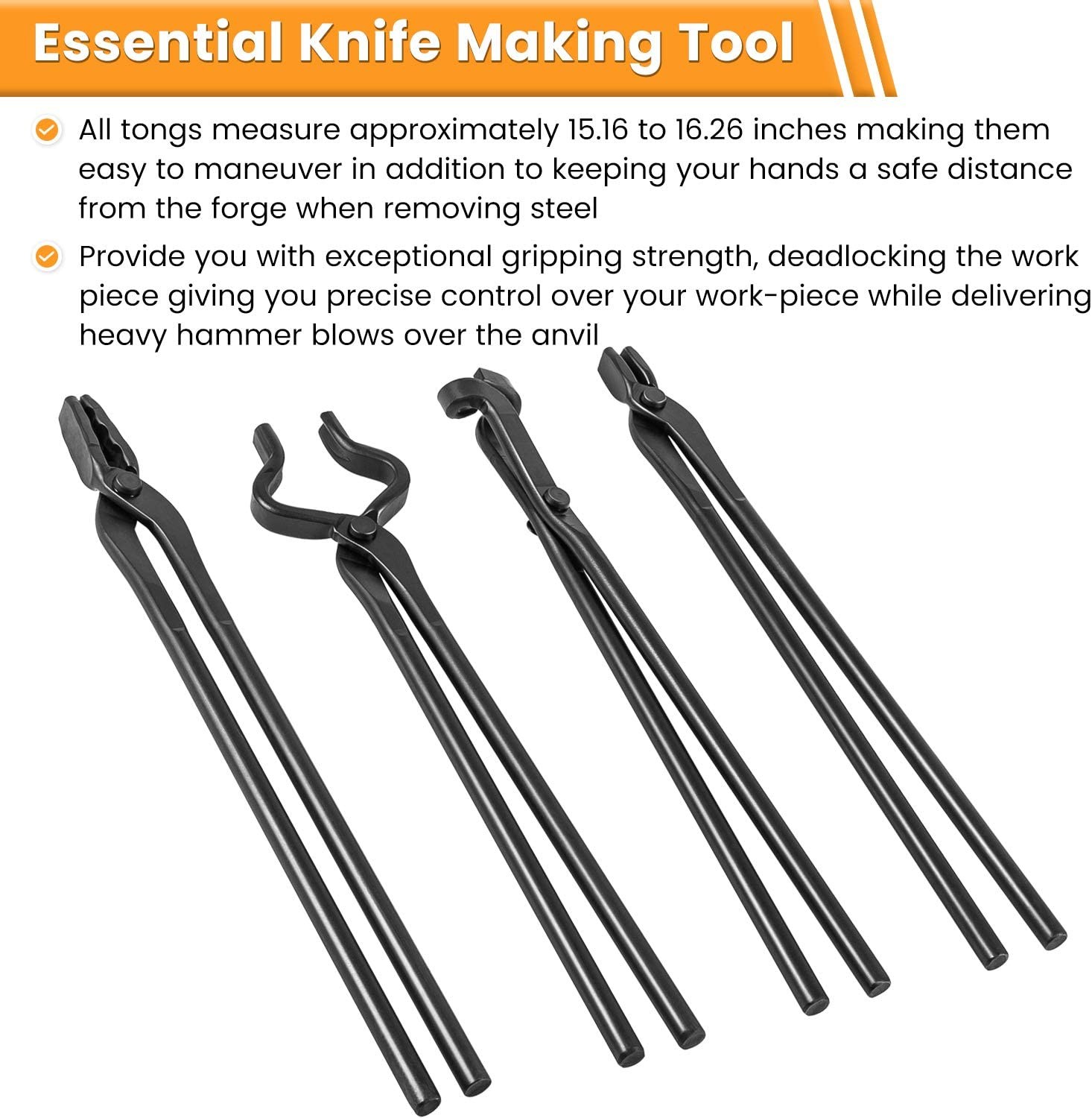 4Pcs Knife Making Tongs Set Bladesmith Blacksmith Knife Tong Anvil Vise Forge