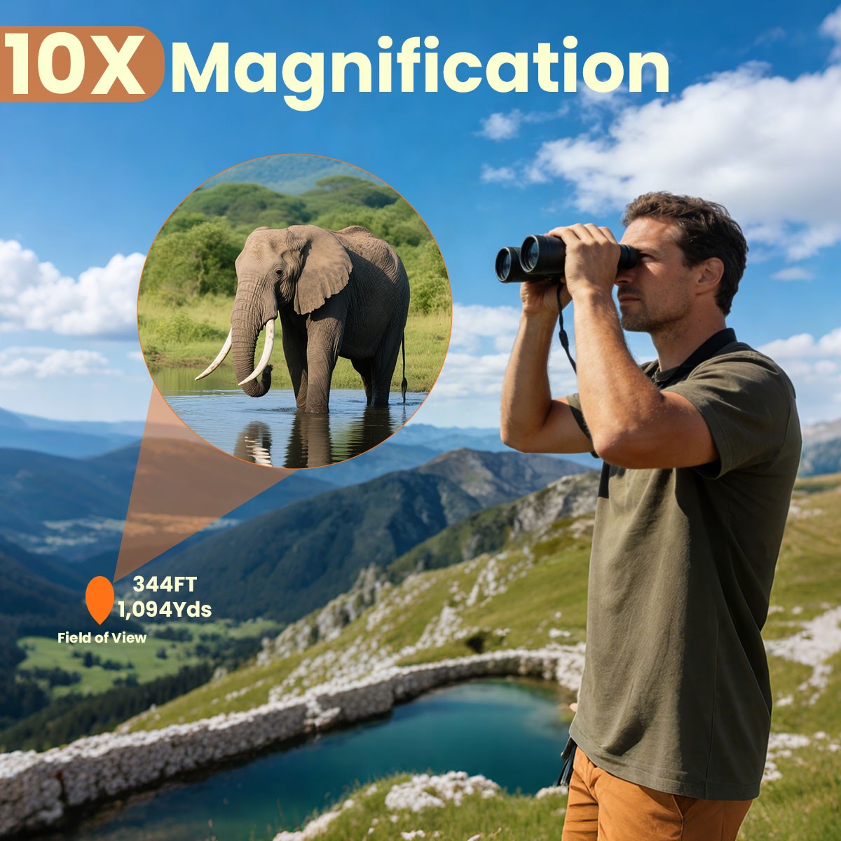 Powerful 10x42 Binoculars BAK4 HD Long Range Hunting Pro Bird Watching Telescope