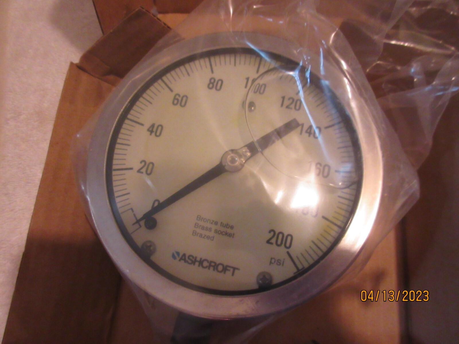 LARGE 4 1/2" Ashcroft 45-1009-AL-02L General Service Gauge 4.5" NEW - BOX 0-200