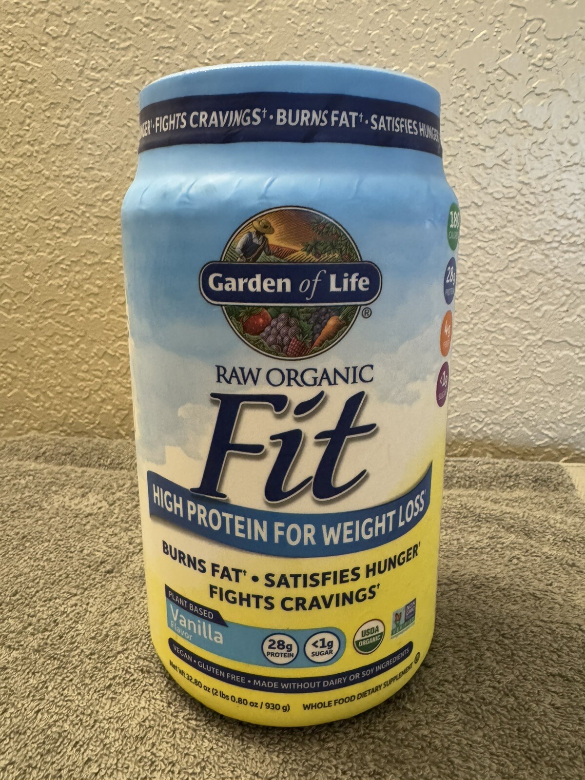 Garden of Life Raw Organic Fit Vegan Protein Powder Vanilla, 28g 2LB Exp. 08/25