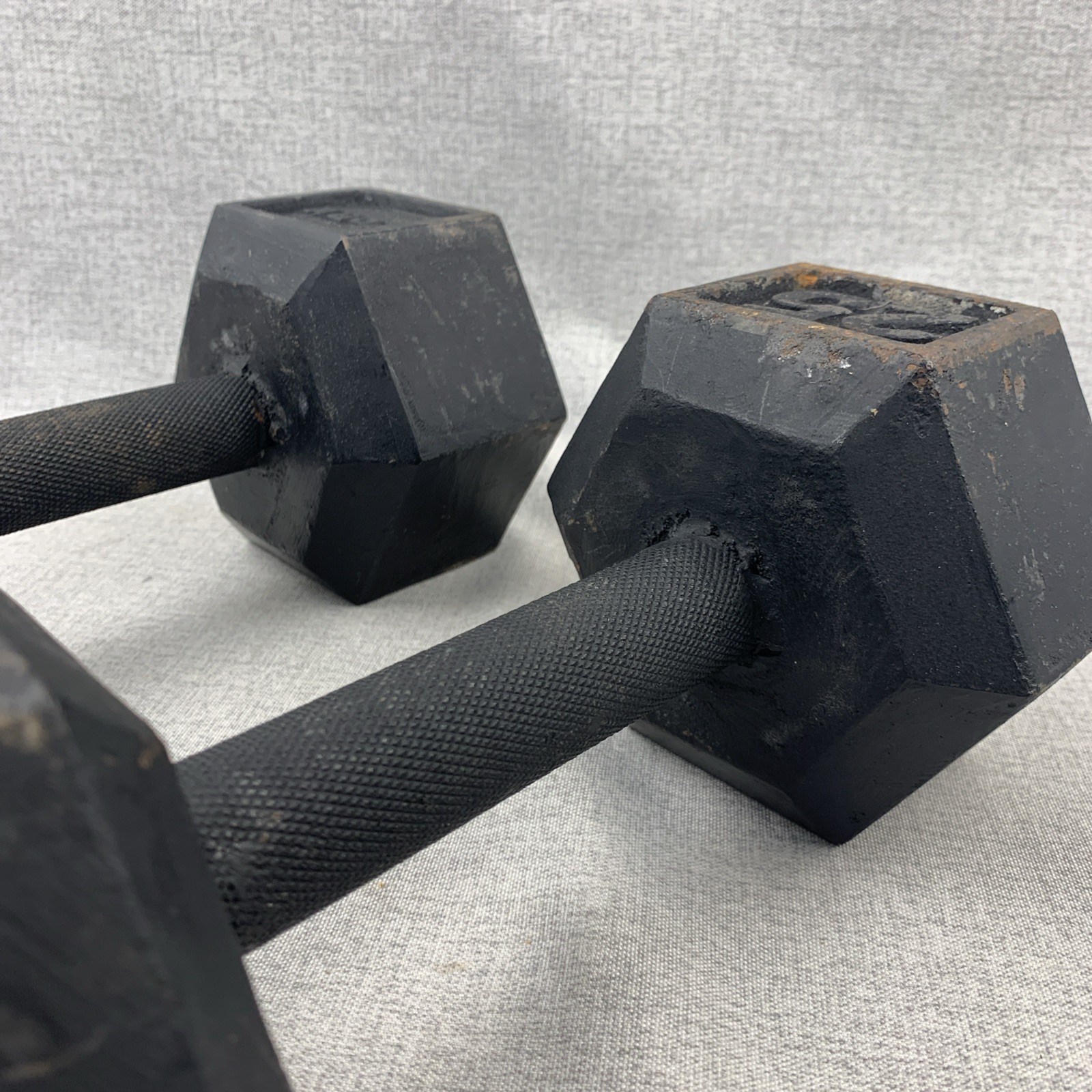 Vintage York 25 lbs Round Dumbells Pair - Hexagon Head