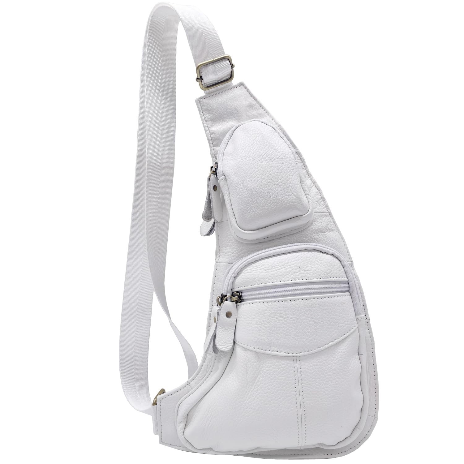 Small Leather Sling Bag Casual Crossbody Daypack for Men Women Outdoor Travel...