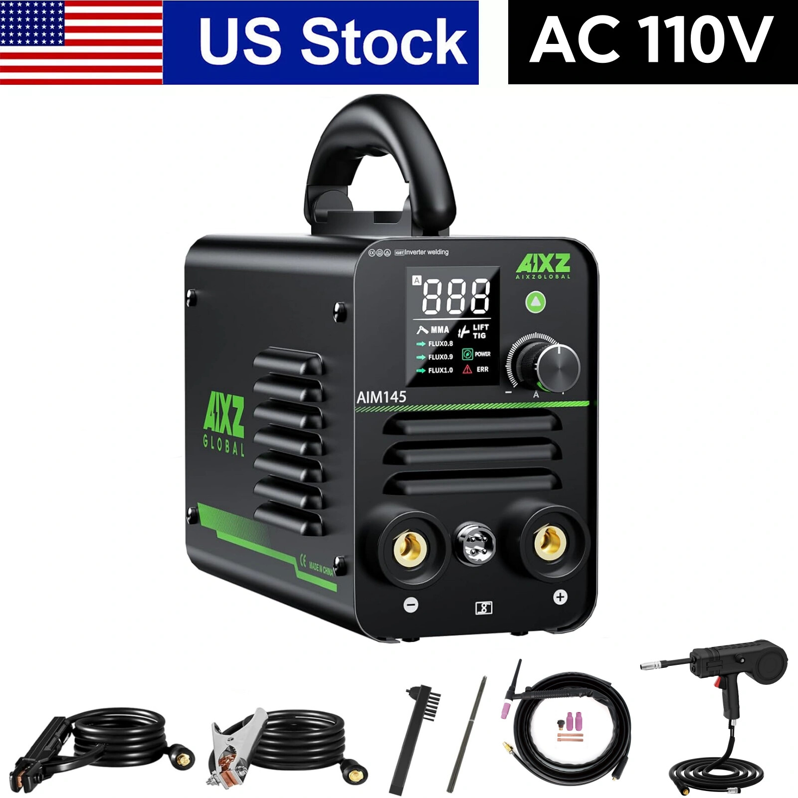 AIXZ 3in1 Stick Welder MMA//LIFT TIG 145Amp 110V ARC Welding Machine &Spool Gun