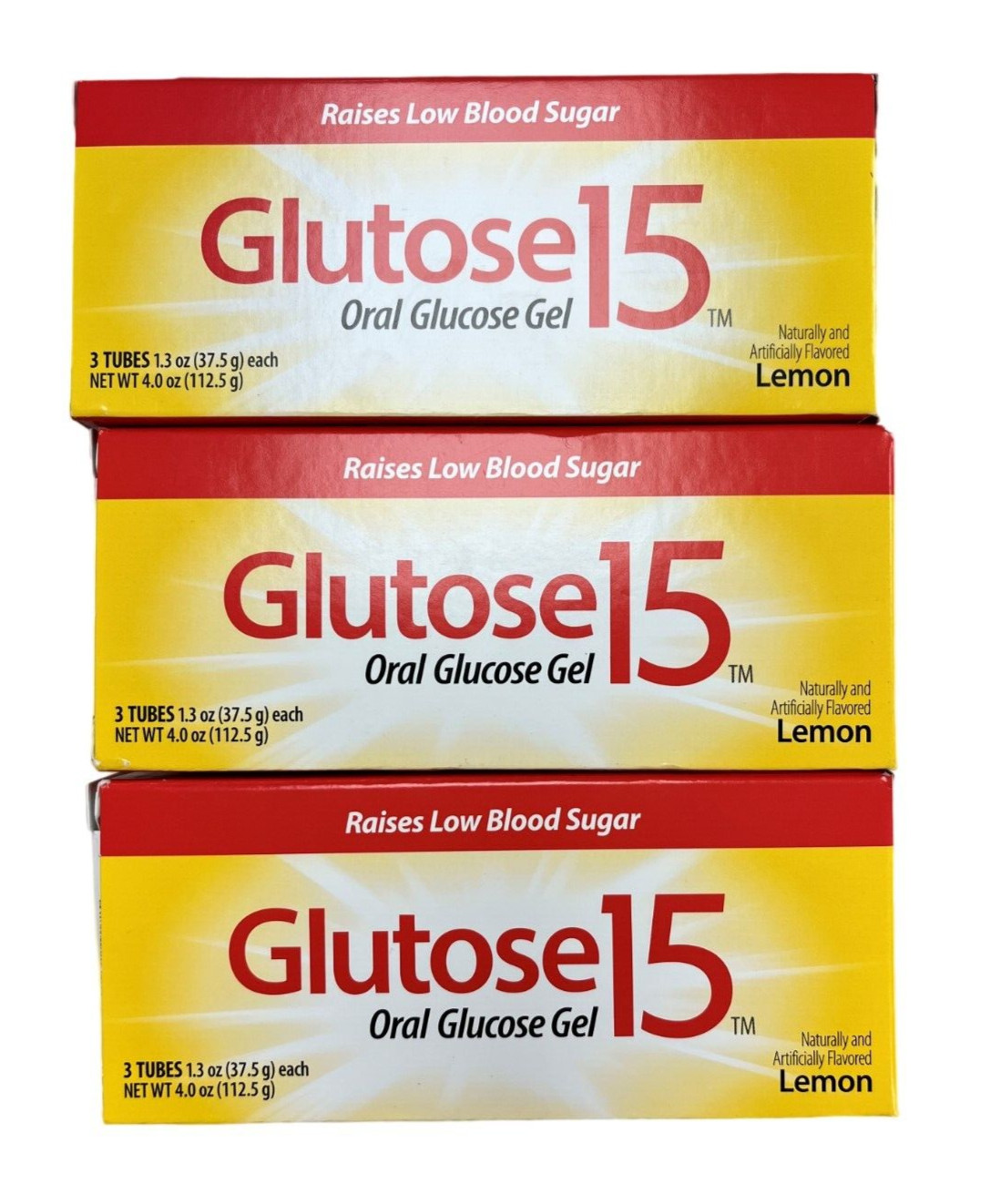 Glucose Gel GLUTOSE 15 LEMON 3 tubes ( 3 pack ) 9 tubes total /