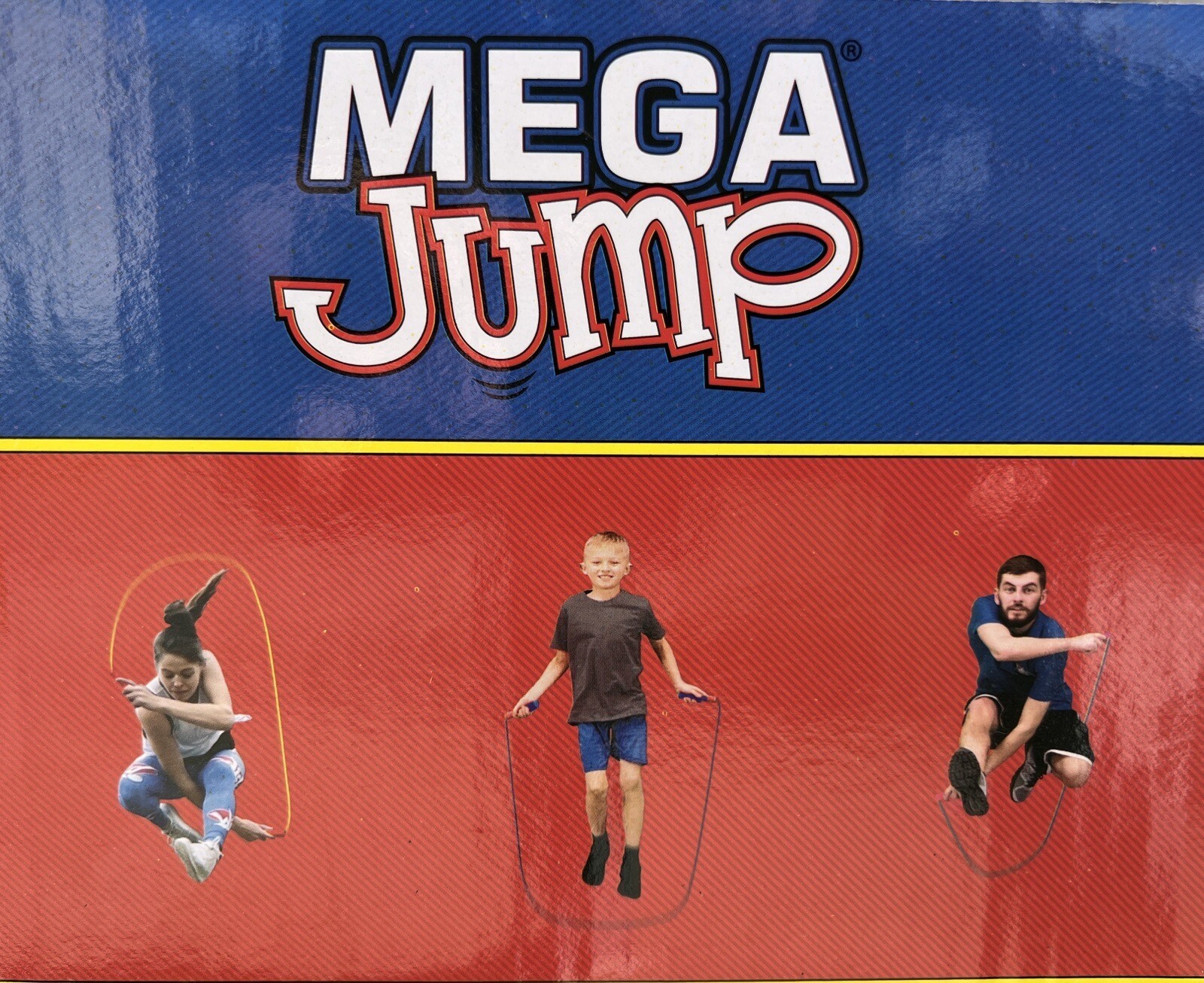 MEGA JUMP Skipping Rope With Soft Foam Handles & Ball Bearing Axle 8ft • Blue