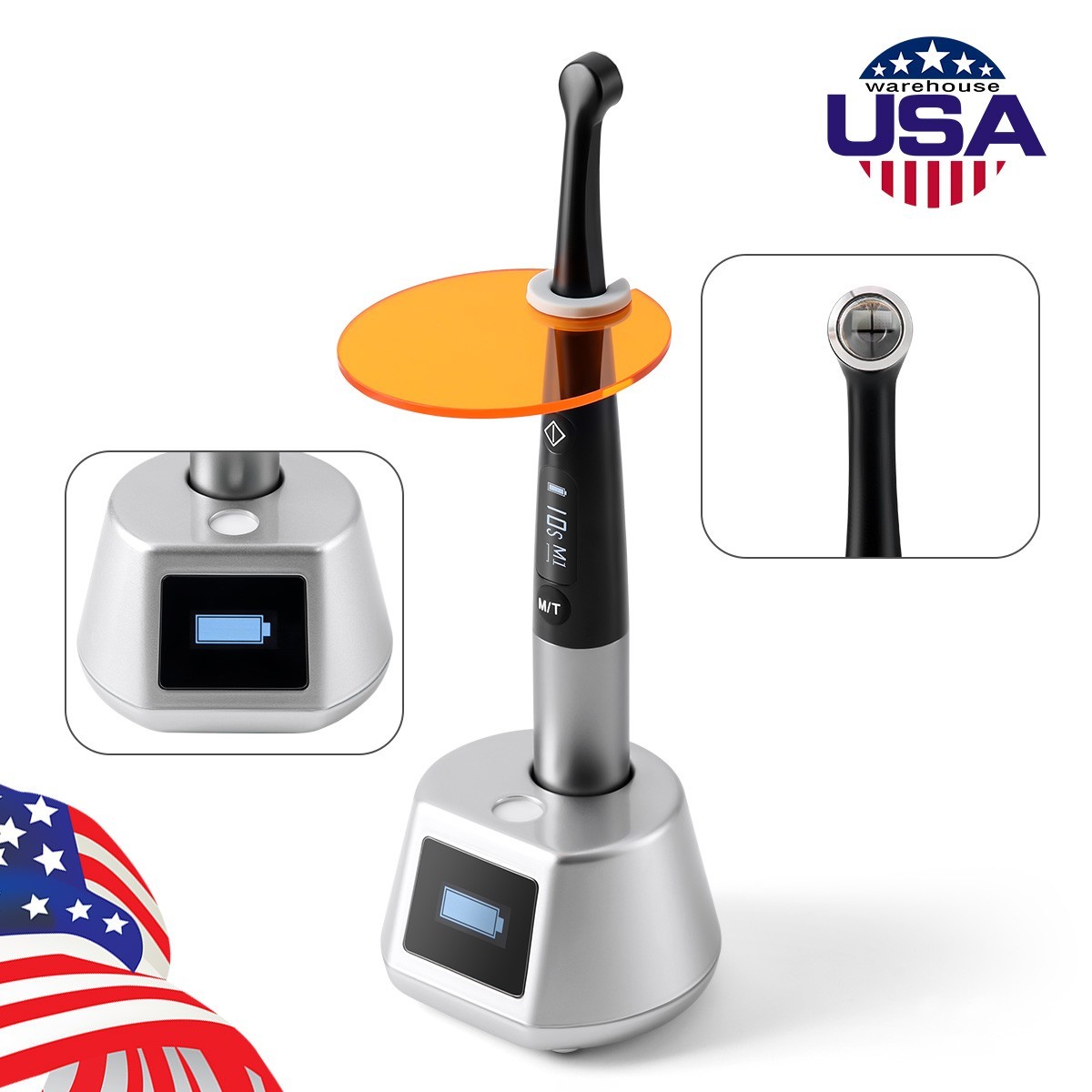 AZDENT Dental Wireless LED Orthodontics Curing Light Lamp 3100mW/cm² 1 Sec Cure